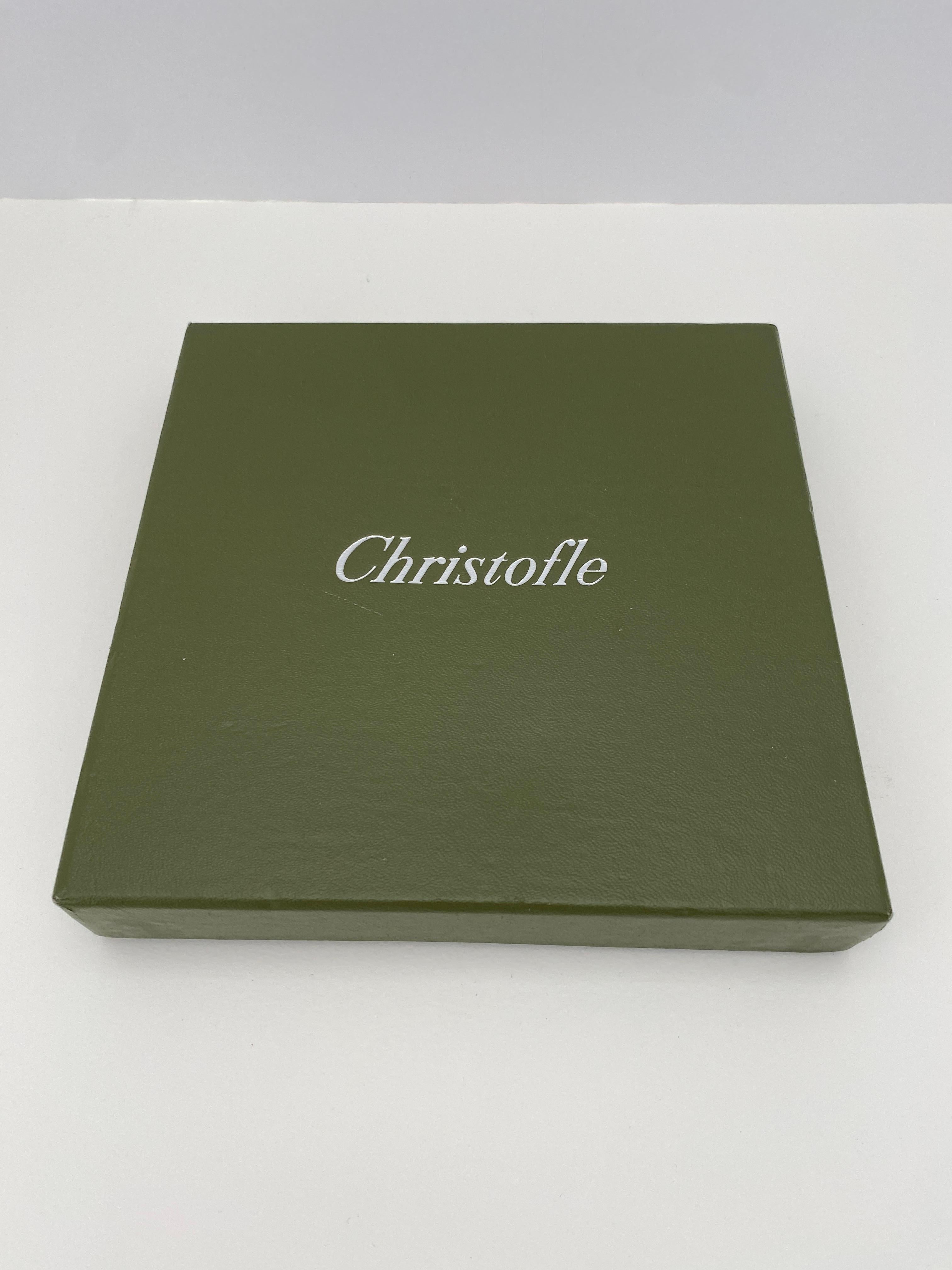 French Christofle Art Deco Style Silver Plated Key Tray or Vide-Poche in Original Box For Sale