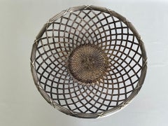 Christofle Attributed  Silver Plated Woven Metal Serving Basket Made in France