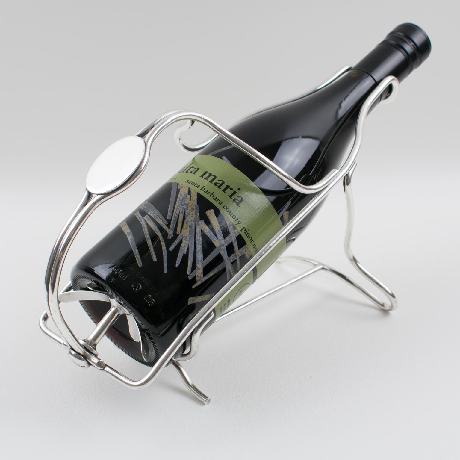 Français Christofle Barware A Silver Plate Bottle Holder Wine Pourer Server en vente