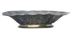 Christofle Basket Weave Bowl Centerpiece Server Fruit Bread Silver Plate
