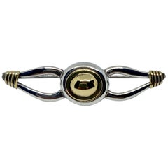 Christofle Brooch in 18 Karat Gold and Sterling Silver