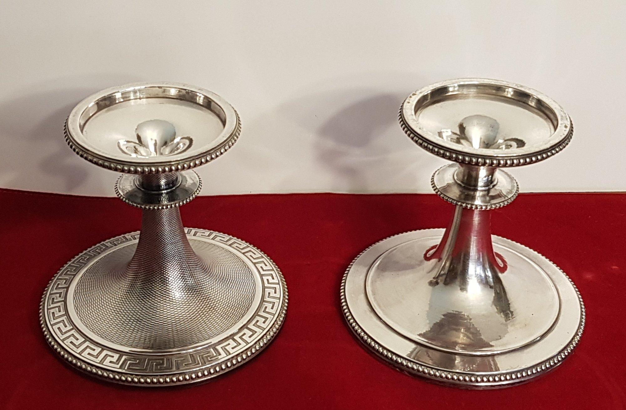 Art Deco Christofle Candlesticks, Silver-Plated For Sale