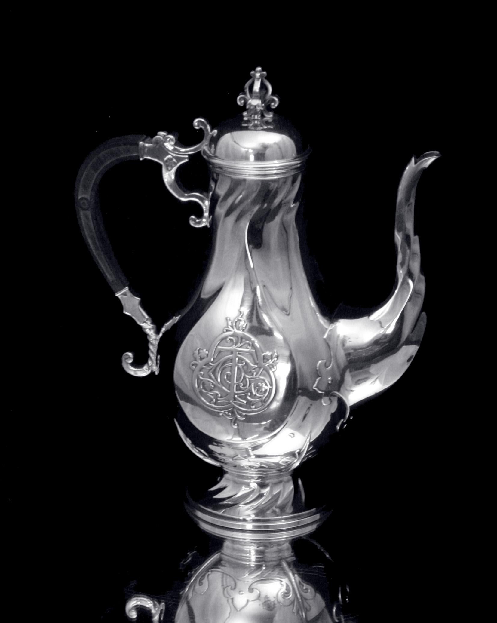 French Christofle (Cardeilhac) - 10pc.  950 Sterling Silver Tea Set - Renaissance Model For Sale