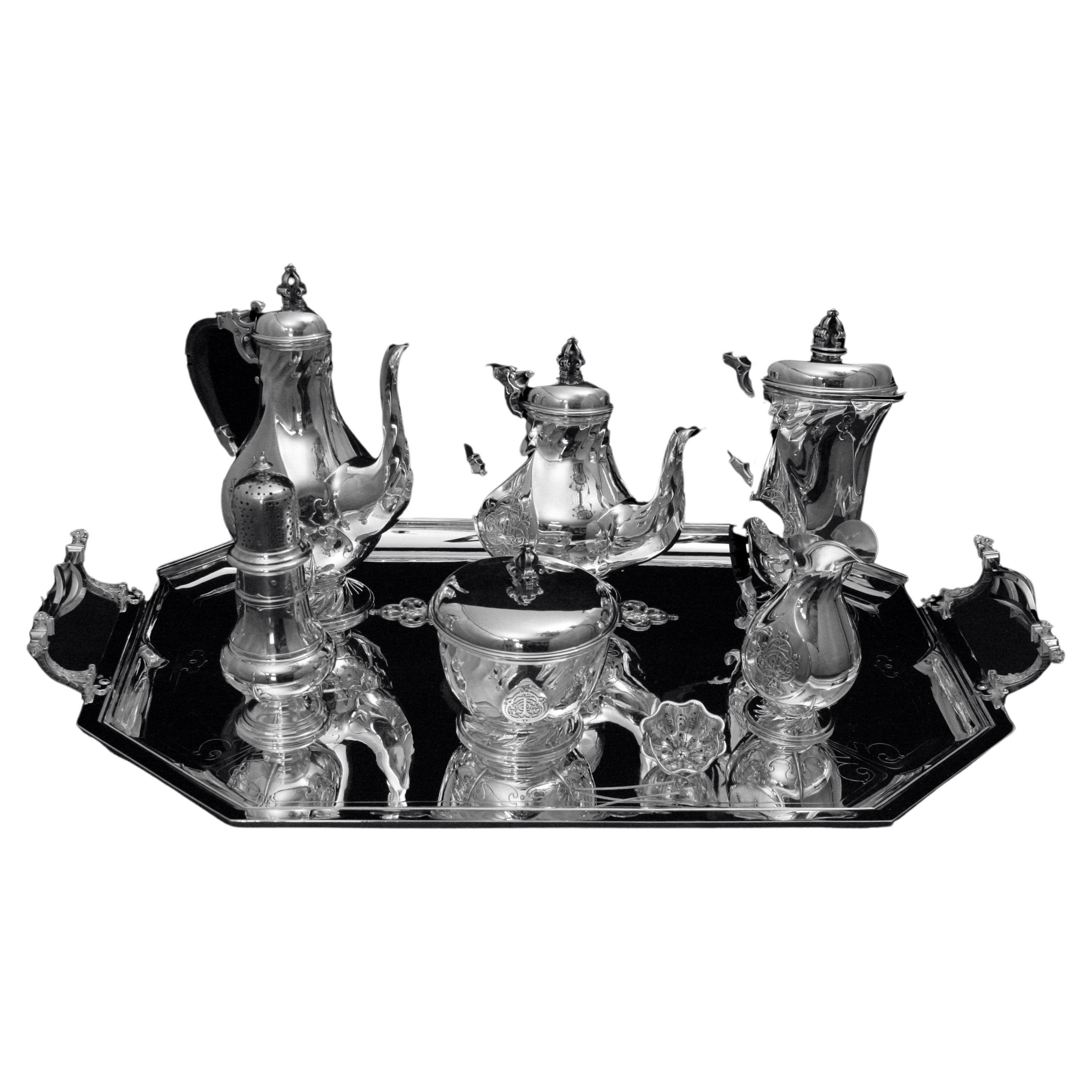 Christofle (Cardeilhac) - 10 pièces  Service à thé en argent sterling 950 - Modèle Renaissance en vente