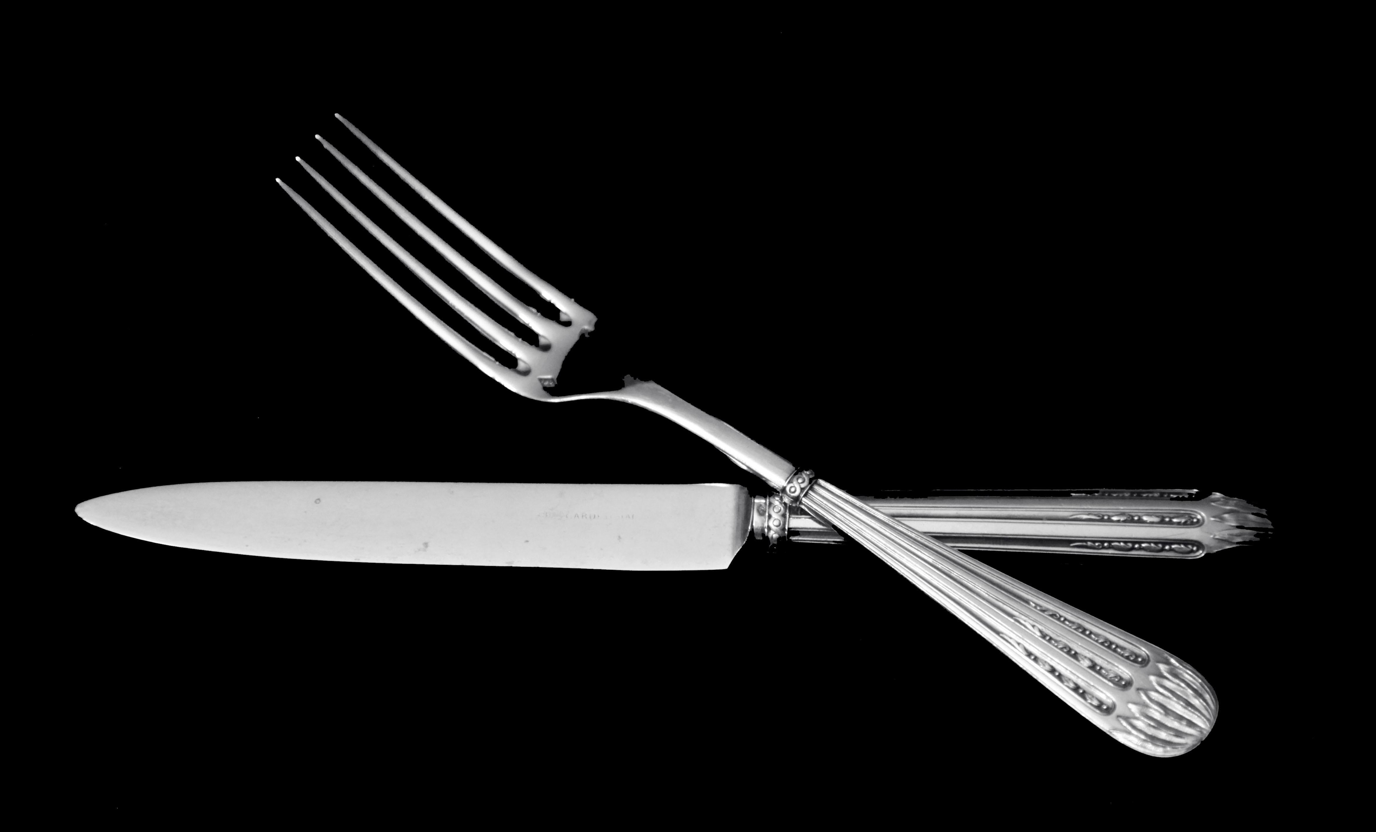 Francese Christofle (Cardeilhac) - 121 pezzi. Antique French Sterling Silver Flatware Set! in vendita