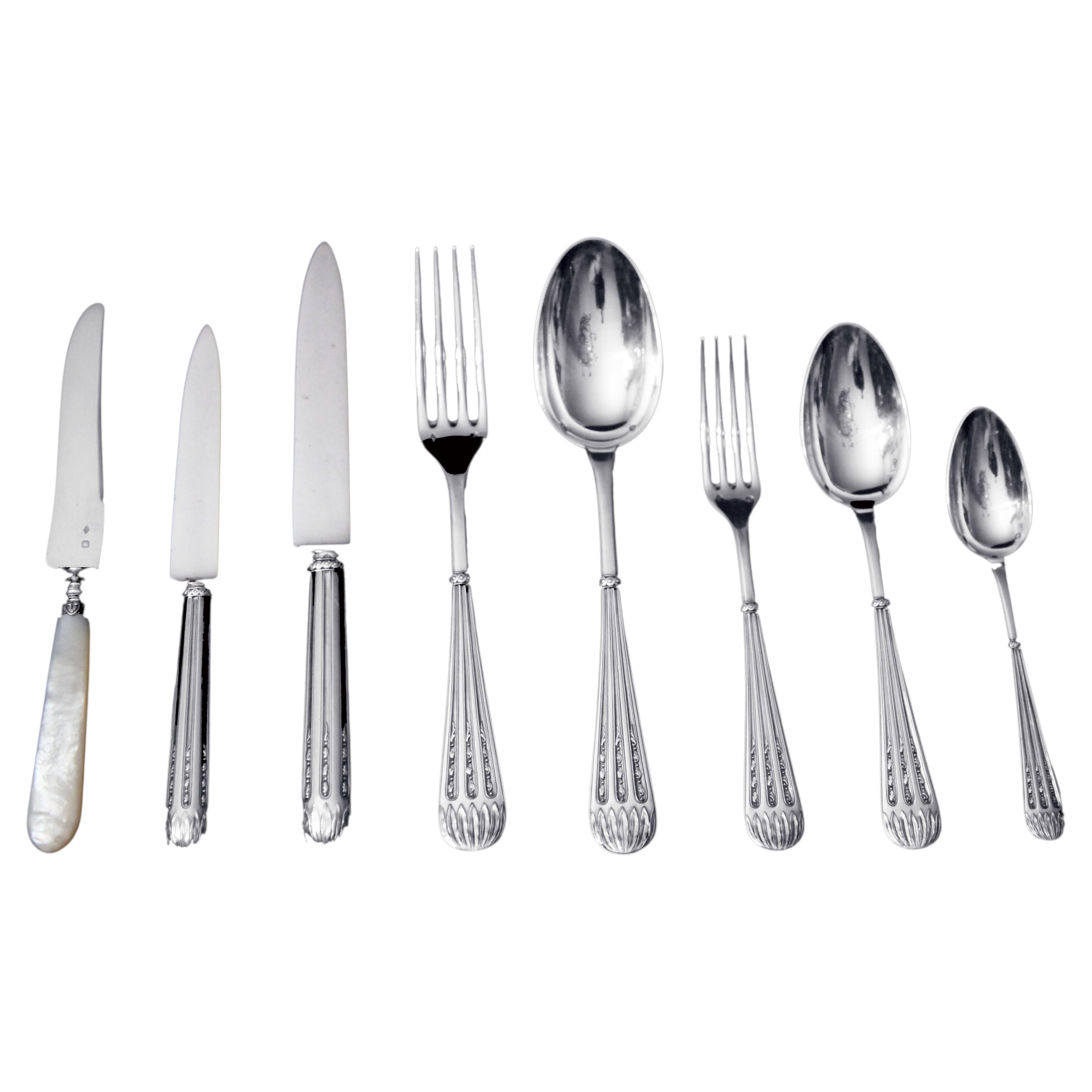Christofle (Cardeilhac) - 121pc. Antique French Sterling Silver Flatware Set