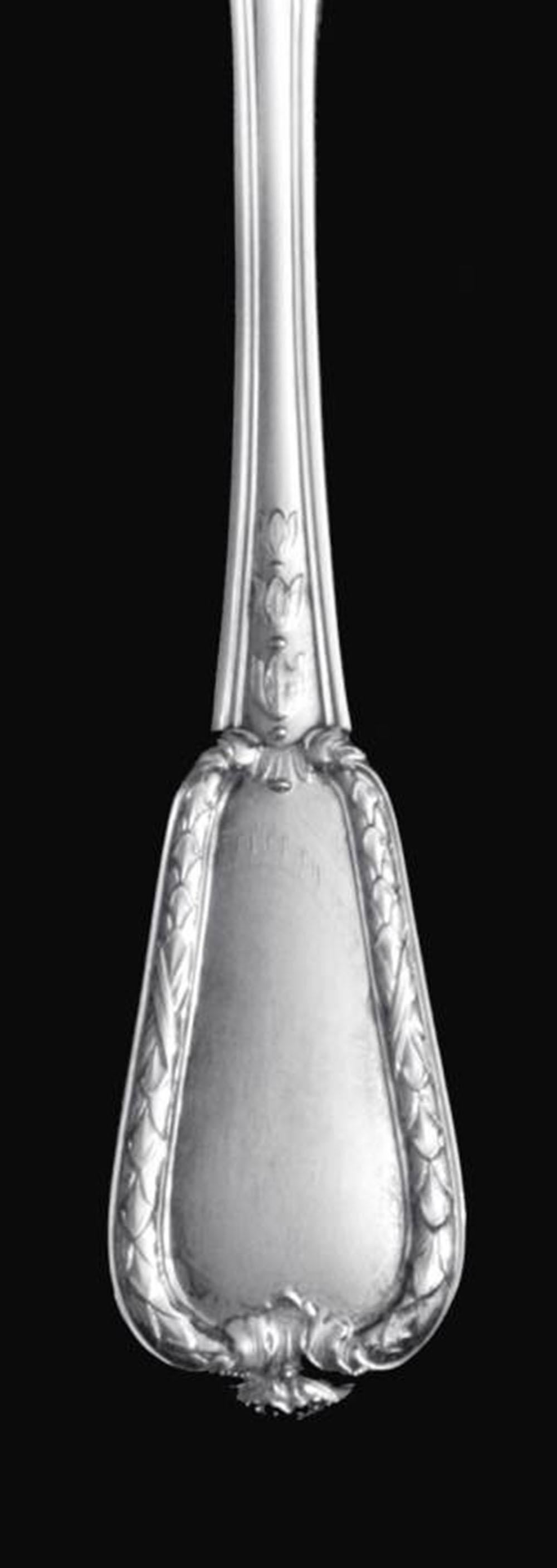 20th Century Christofle (Cardeilhac) - 44pc 950 Sterling Silver Flatware Set, Bagatelle Model For Sale