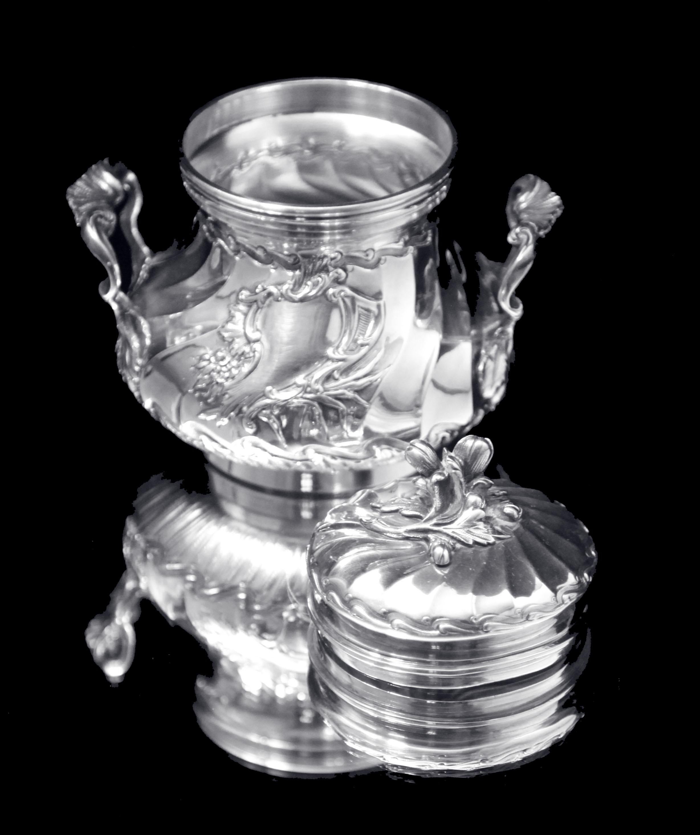 Christofle (Cardeilhac) - 4 uds. ¡Juego de Té Antiguo Francés de Plata de Ley + Bandeja ! en venta 5