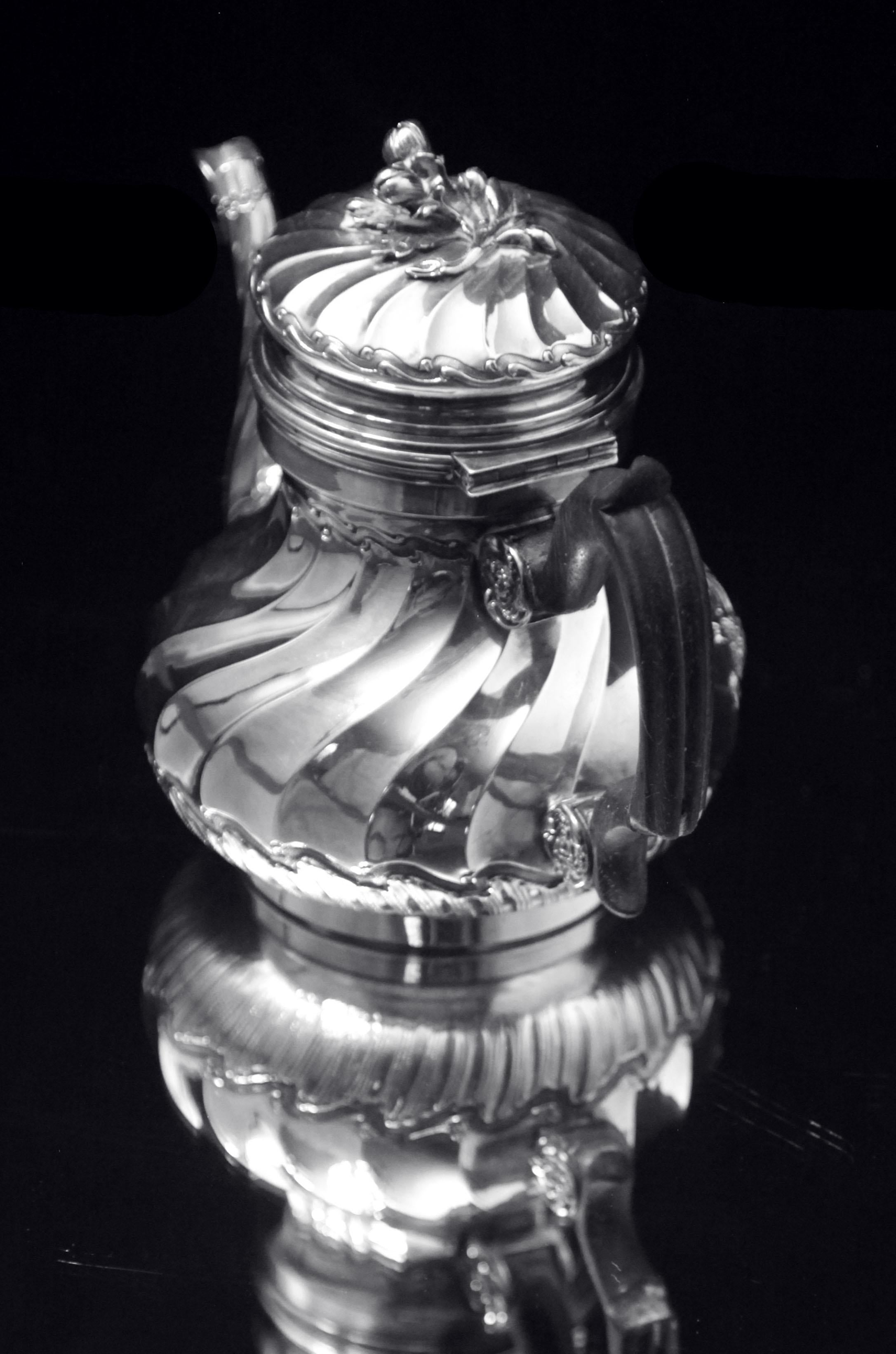 Christofle (Cardeilhac) - 4 uds. ¡Juego de Té Antiguo Francés de Plata de Ley + Bandeja ! en venta 8