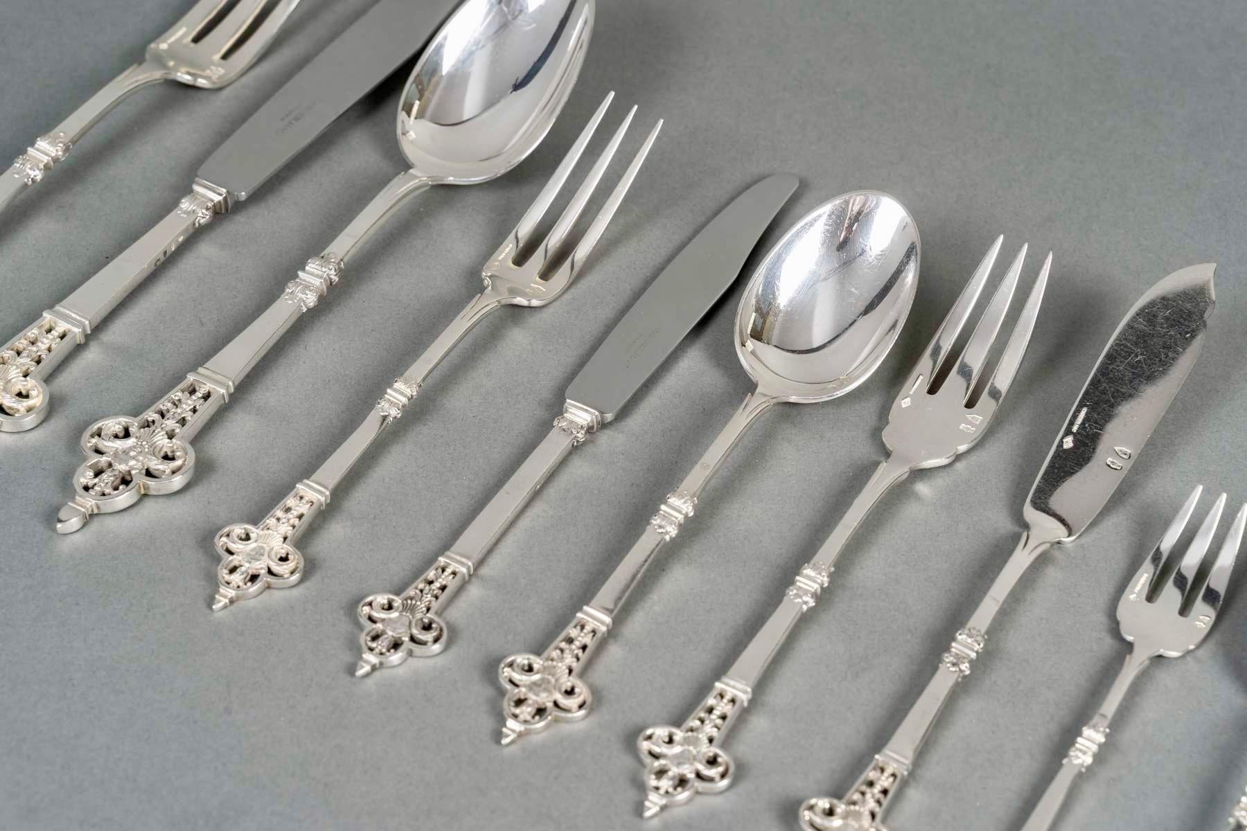 Cubertería Christofle & Cardeilhac Cubiertos Renacimiento Plata de Ley 143 Piezas 1