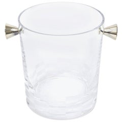Retro Christofle Checkerboard Crystal and Silver Plate Ice Or Champagne Bucket Barware
