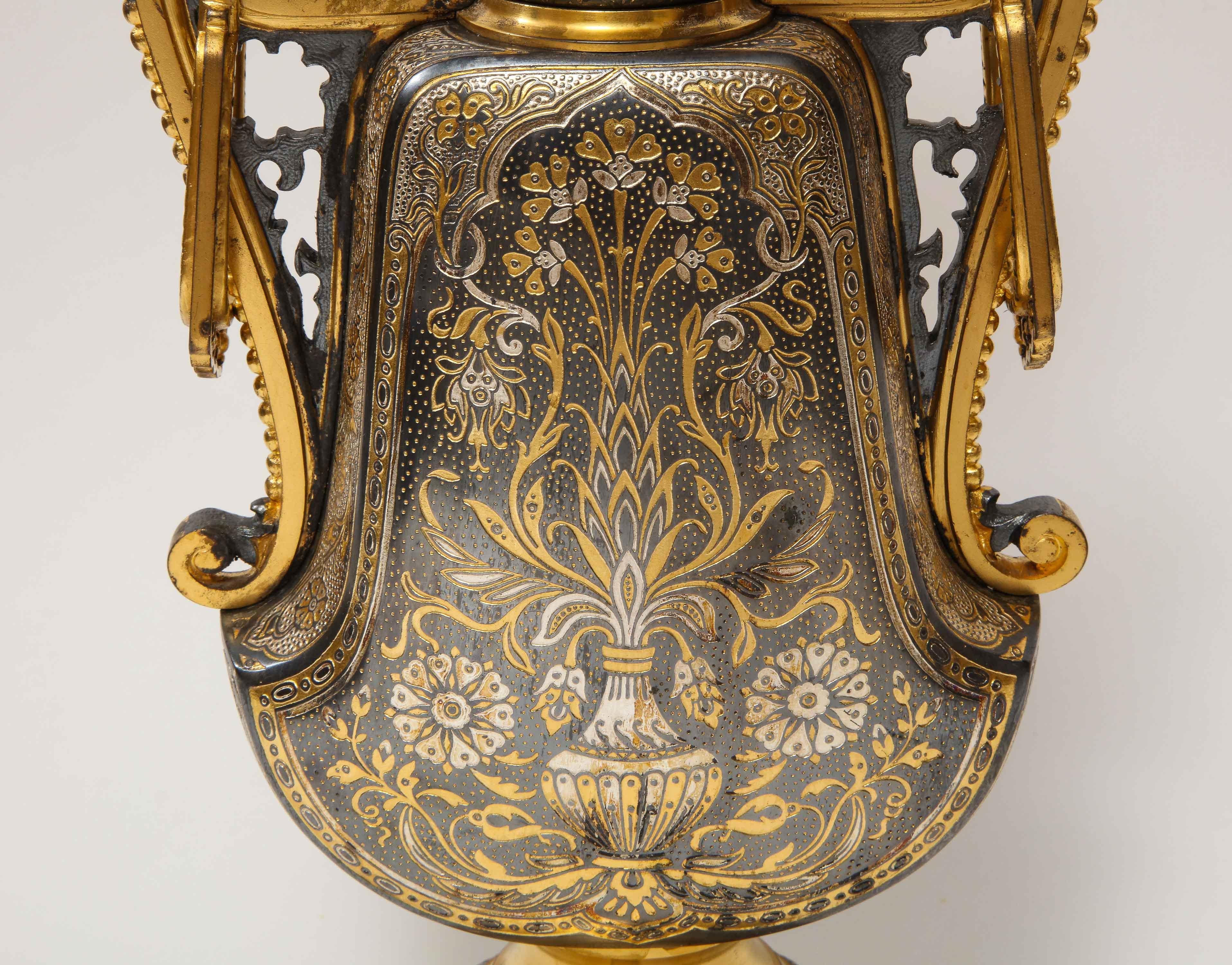 Christofle & Cie, a Pair of French Gilt and Silvered Bronze 