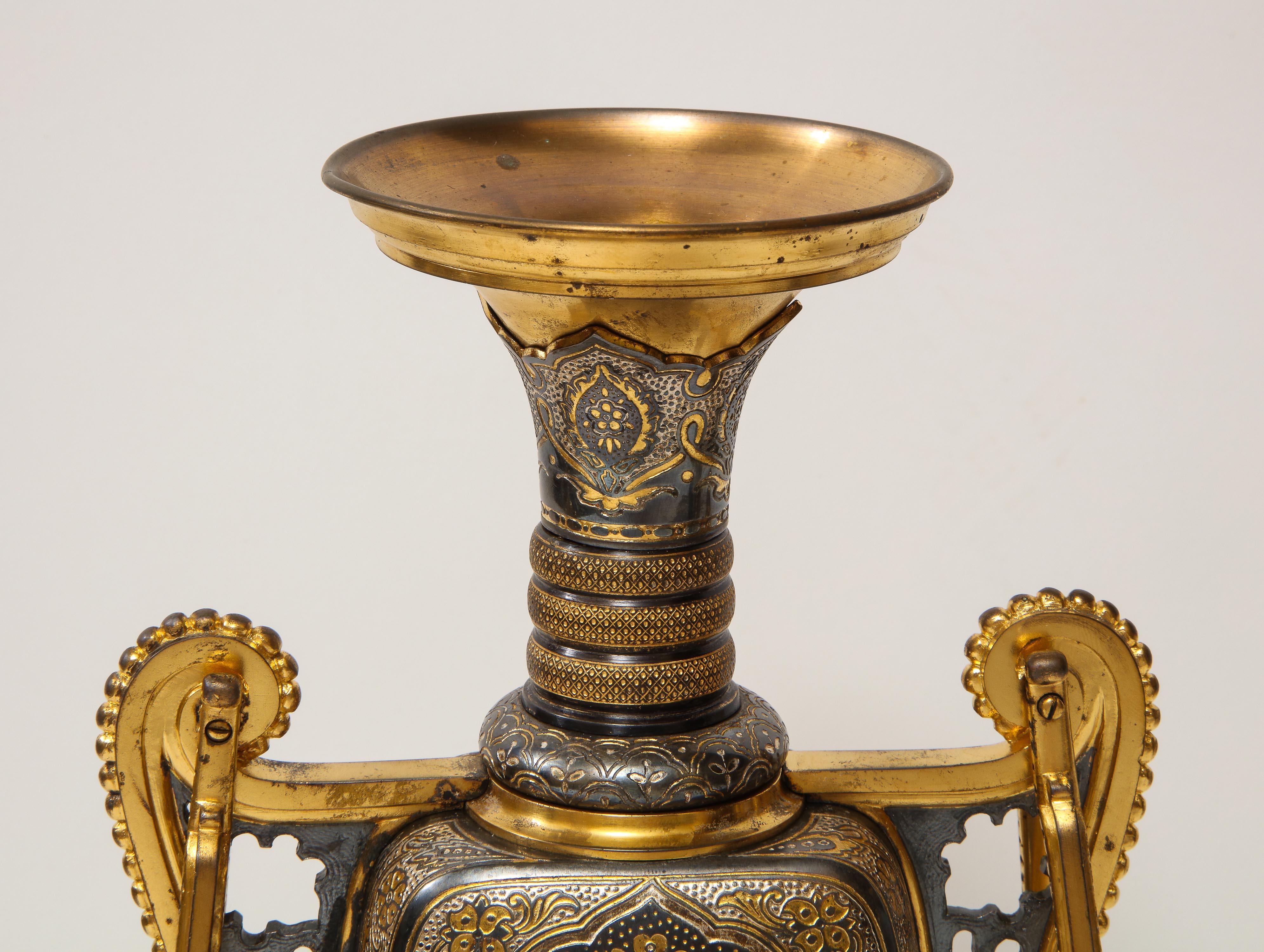 Christofle & Cie, a Pair of French Gilt and Silvered Bronze 