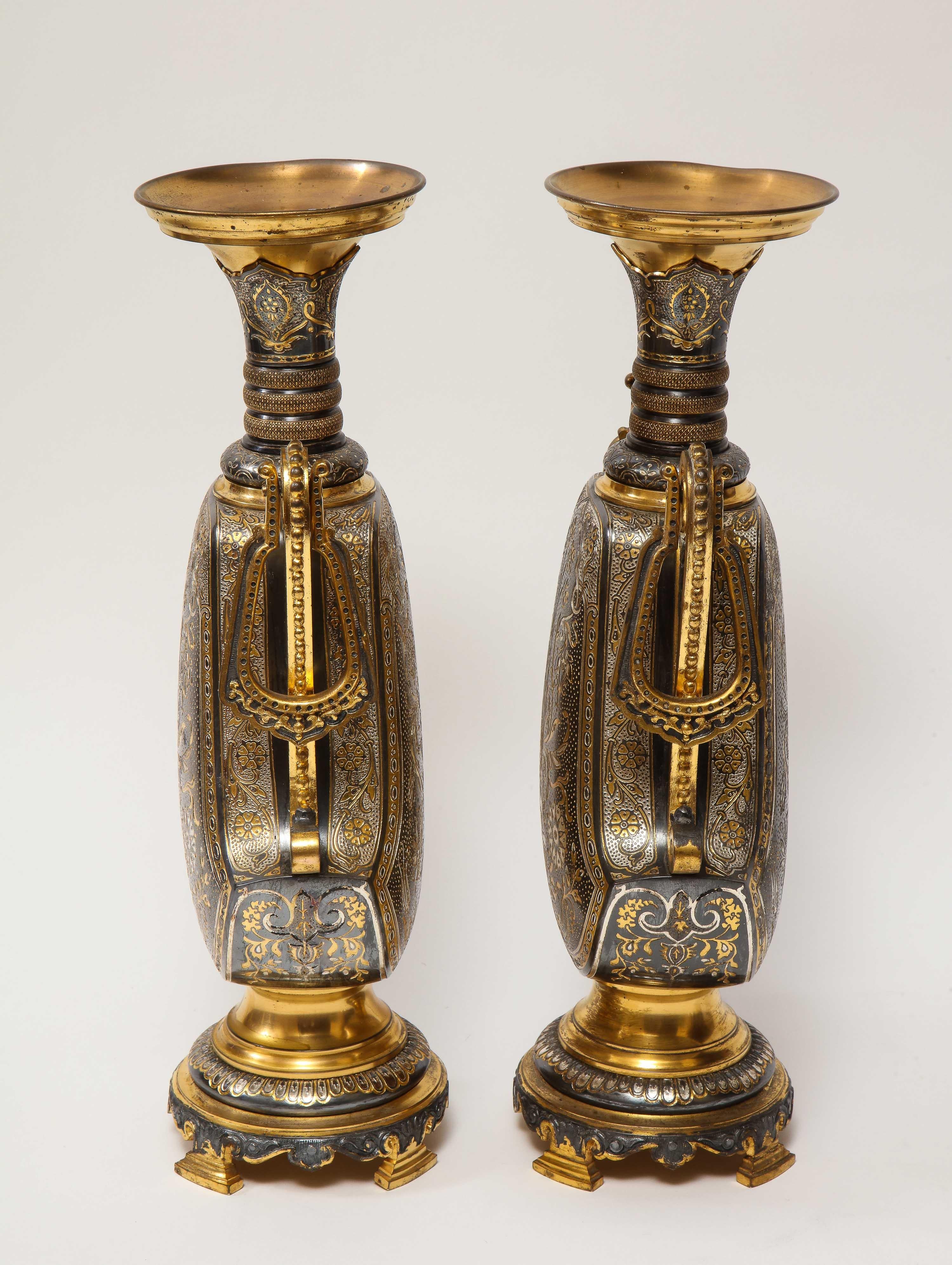 19th Century Christofle & Cie, a Pair of French Gilt and Silvered Bronze 