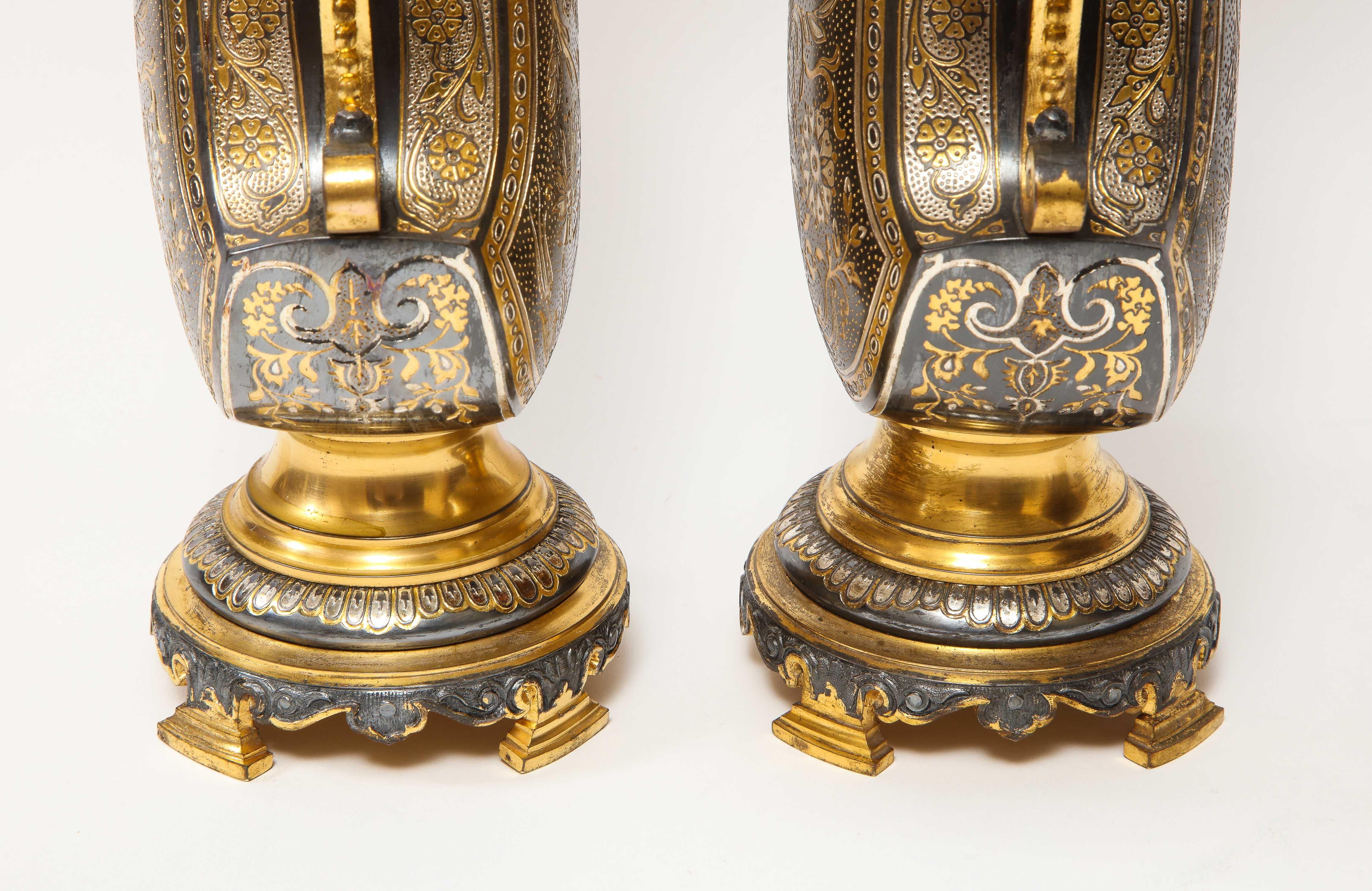 Christofle & Cie, a Pair of French Gilt and Silvered Bronze 