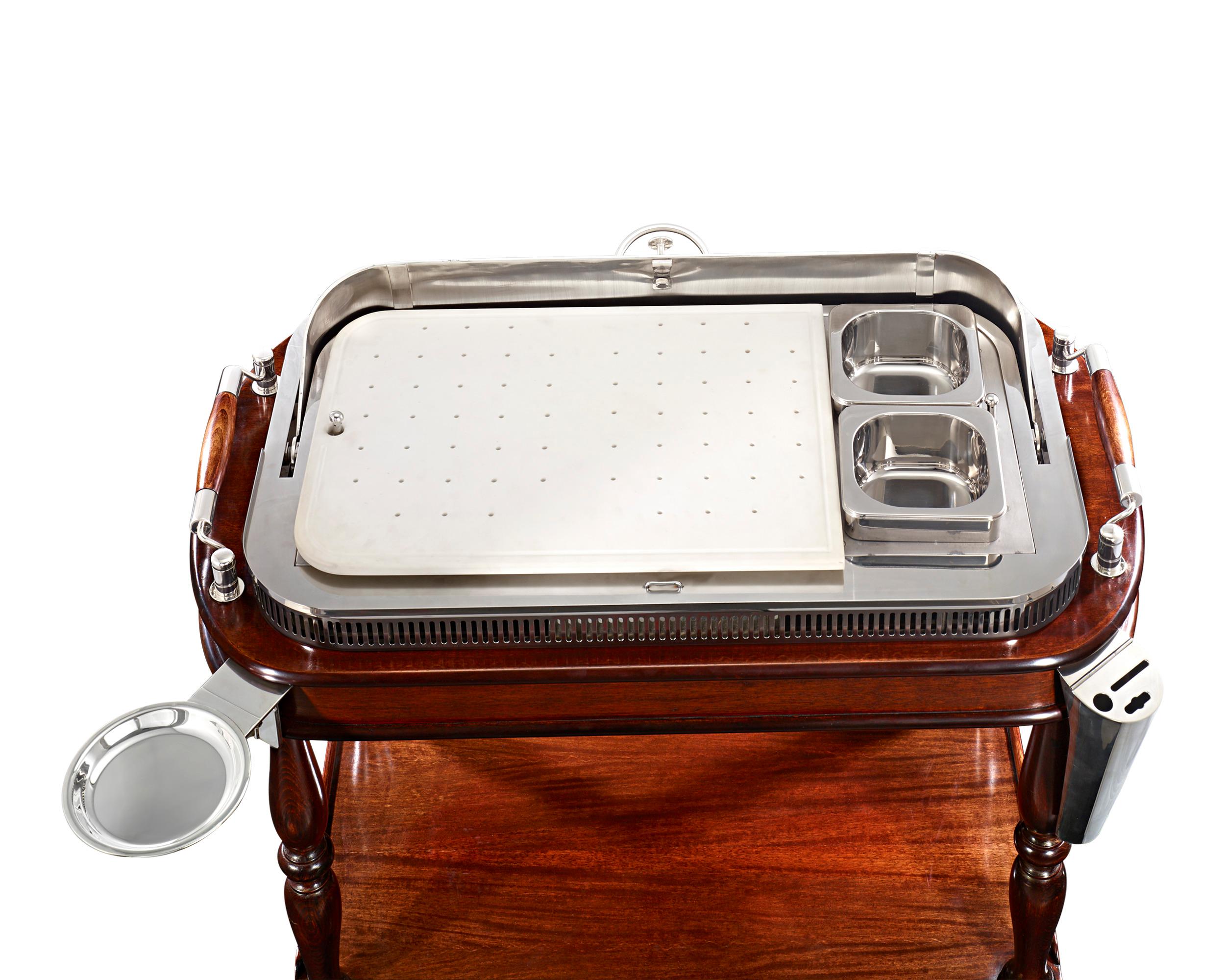 French Christofle & Cie. Silver Meat Trolley