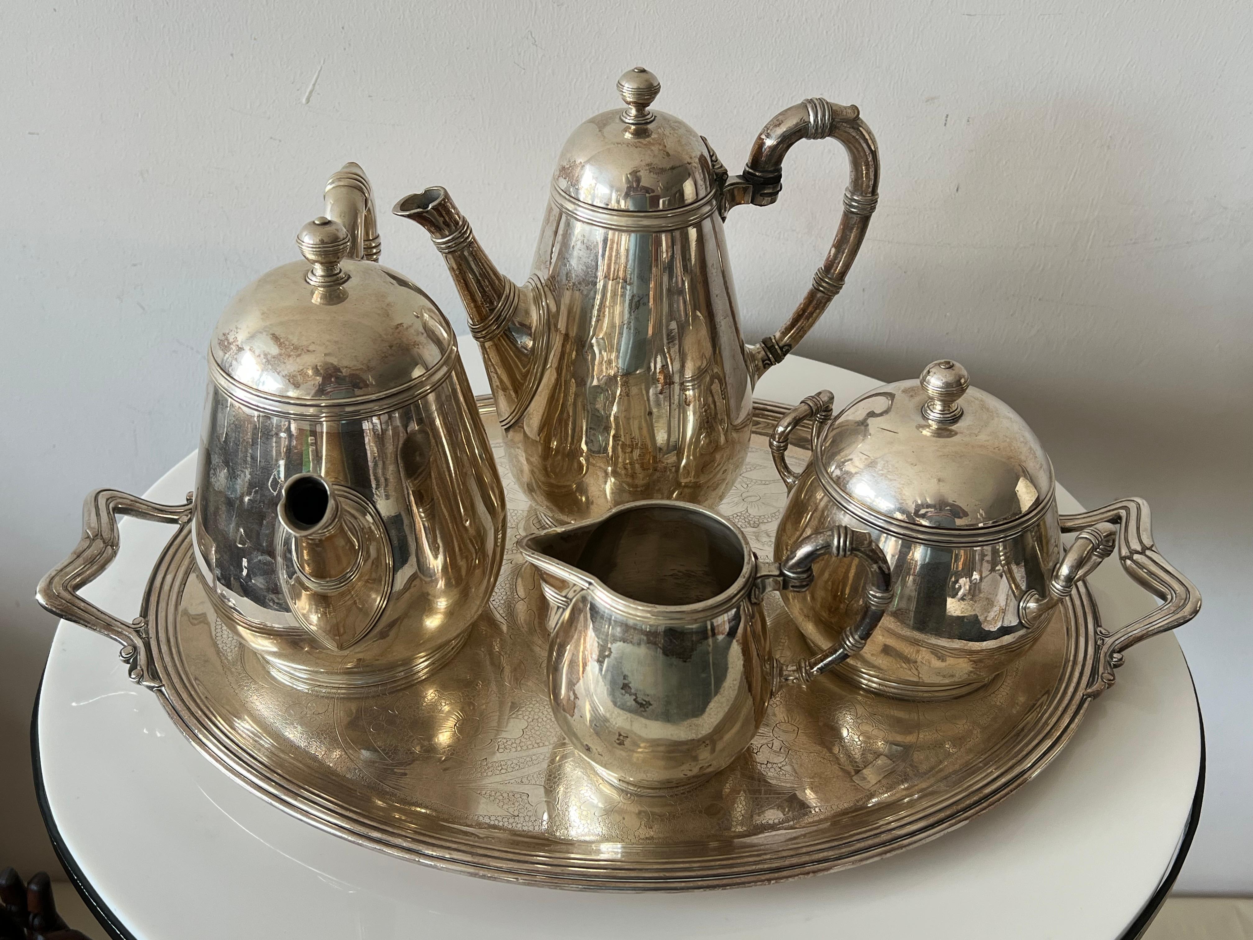 Francese Christofle Set da caffè e tè in bambù stile Art Nouveaux ca' 1890 in vendita