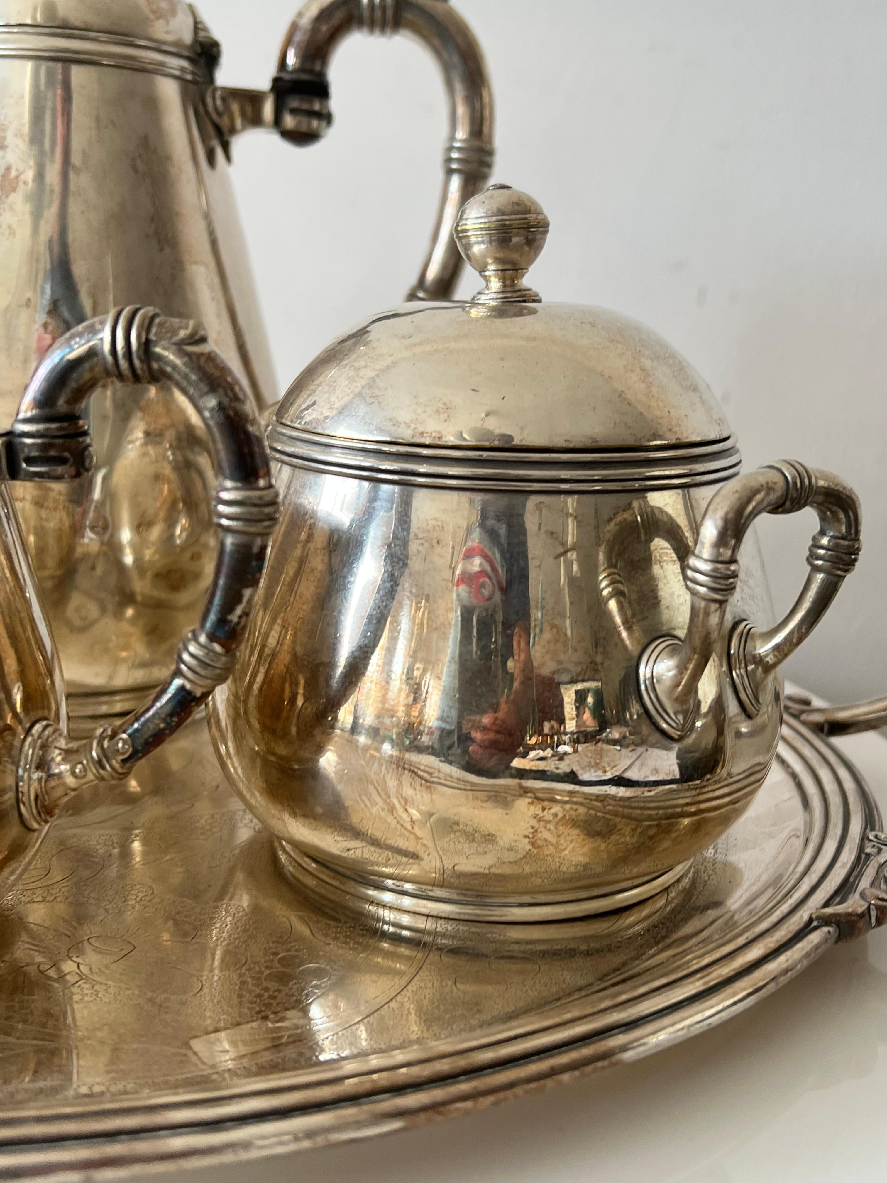 Fine XIX secolo Christofle Set da caffè e tè in bambù stile Art Nouveaux ca' 1890 in vendita