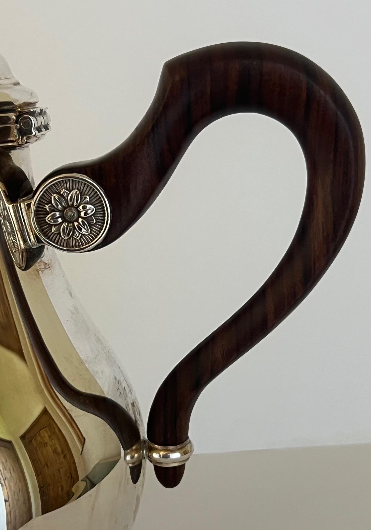 Service à café et thé Christofle avec poignées en bois de rose et grand plateau en vente 7