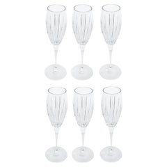 Vintage Christofle Crystal Blown Glass "Iriana" Champagne Flutes, Set of 6
