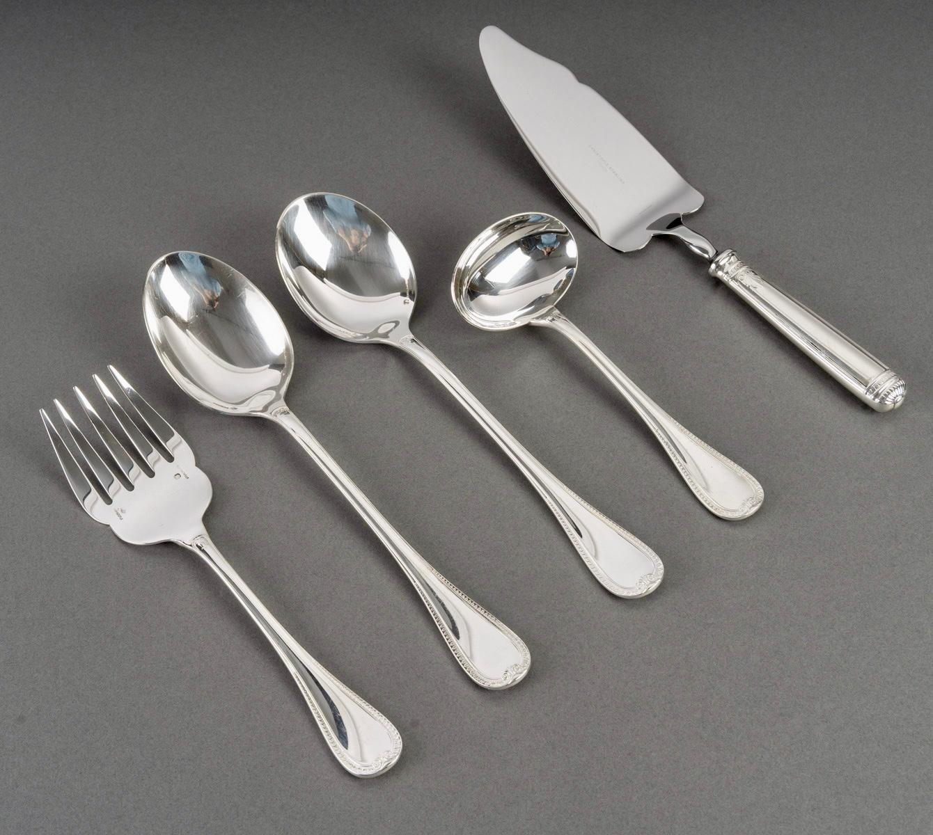 Christofle Cutlery Flatware Malmaison Solid Sterling Silver 233 Pieces 6
