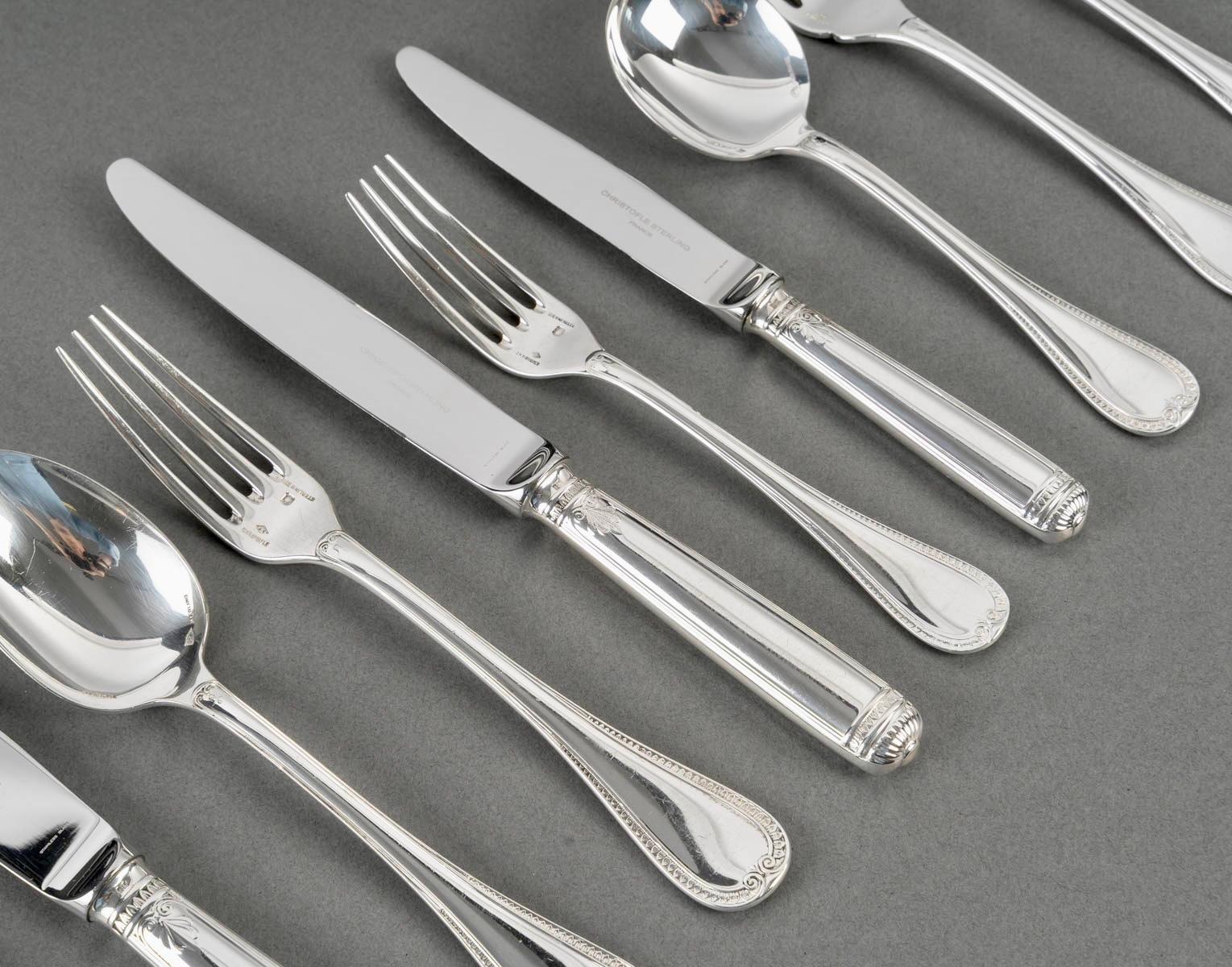 Renaissance Christofle Cutlery Flatware Malmaison Solid Sterling Silver 233 Pieces