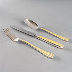 Christofle Cutlery Flatware Set Talisman 10 People Silver Metal Chinese Lacquer