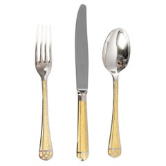 Christofle Cutlery Flatware Set Talisman 10 People Silver Metal Chinese Lacquer