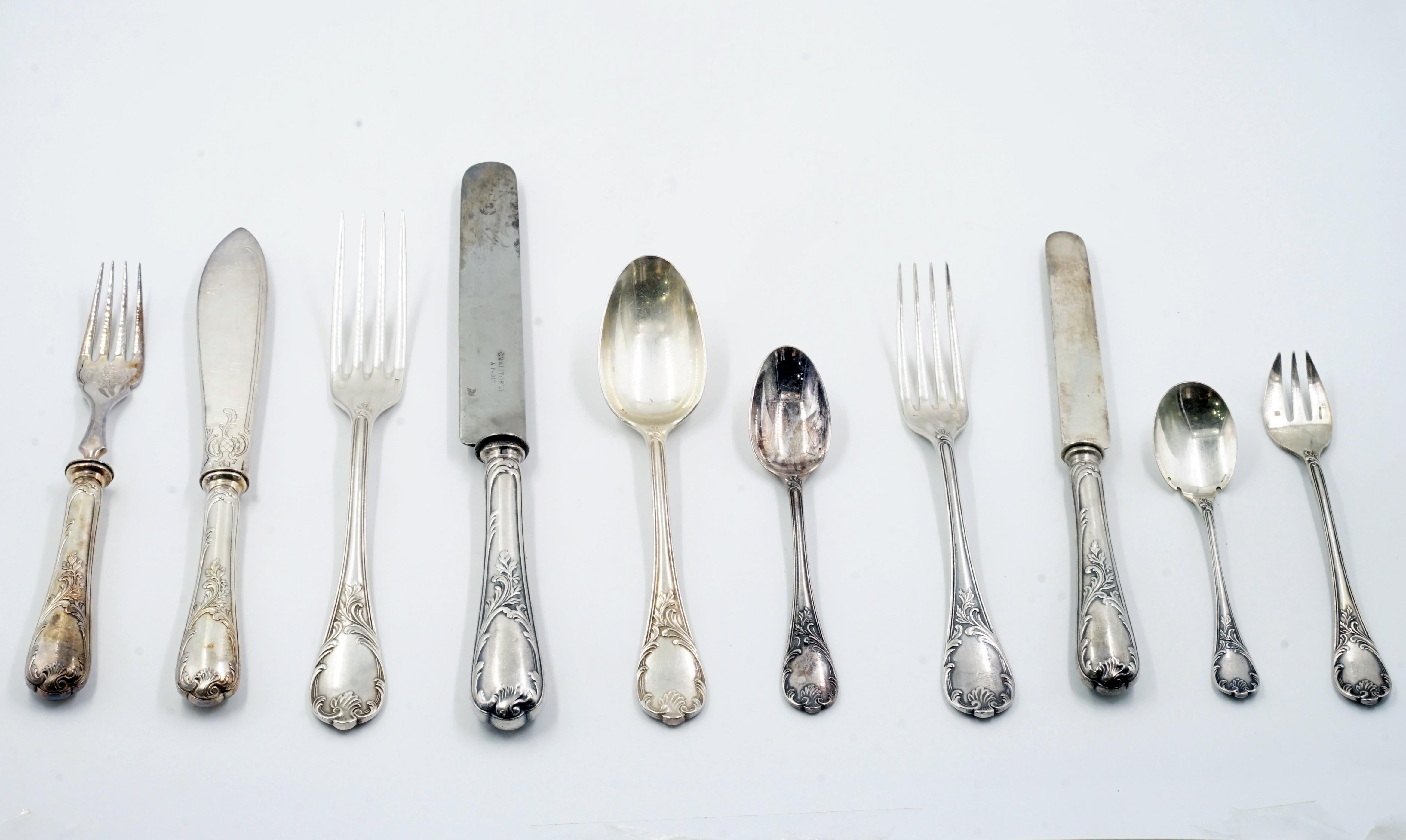 Metal Christofle cutlery set For Sale