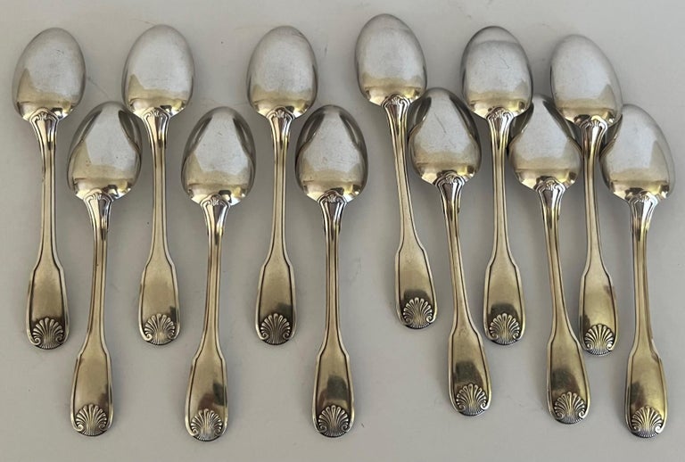 Coffret 12 Petites Cuillères Christofle : Modèle Coquille Vendôme, Argenté