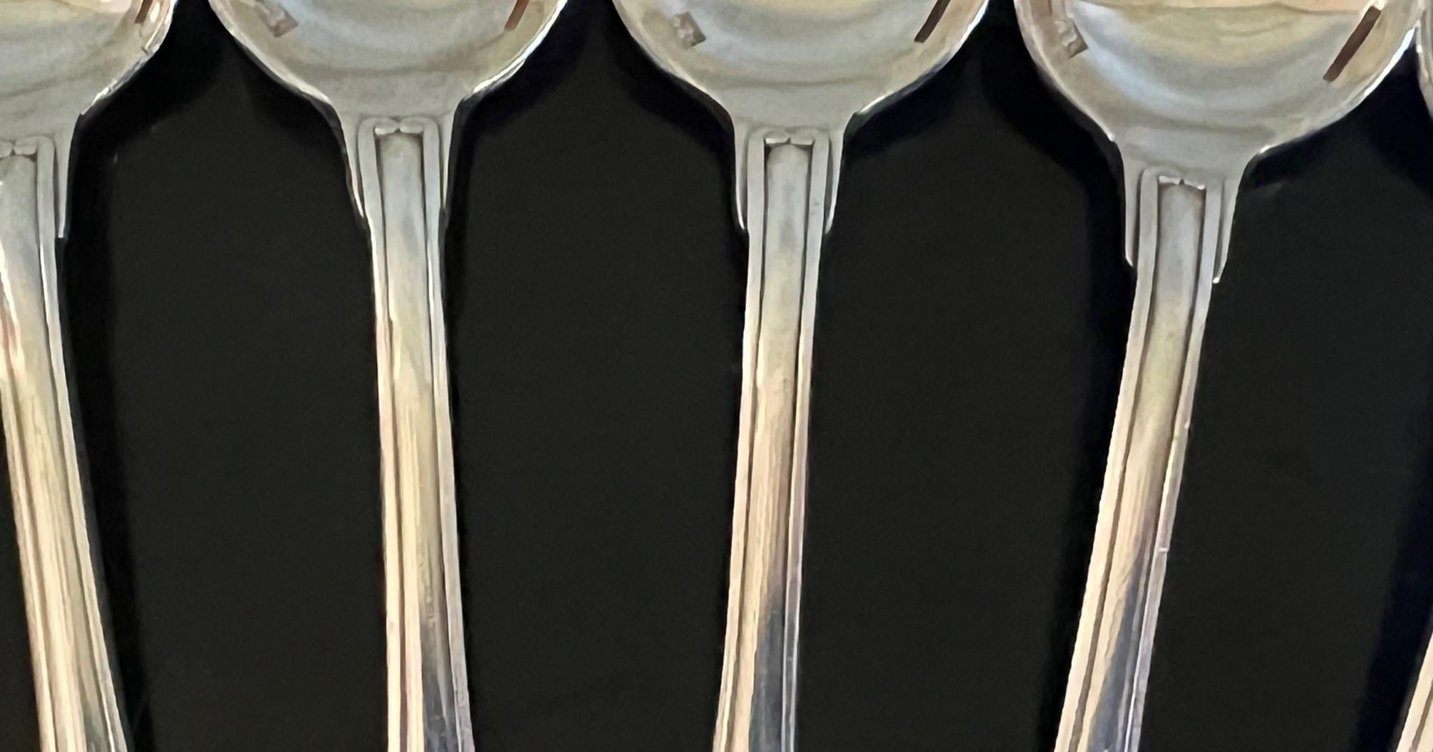 French Provincial Christofle Demitasse Spoons in Vendome Pattern in Box- Set of 12 For Sale
