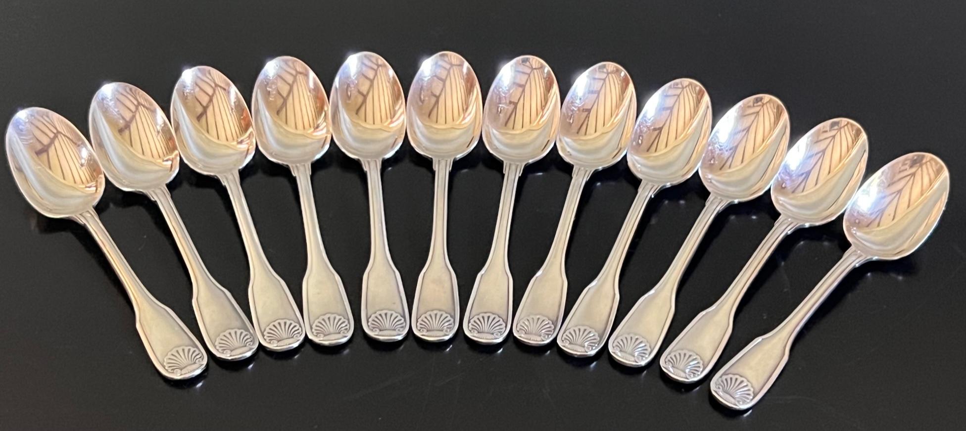 French Christofle Demitasse Spoons in Vendome Pattern in Box- Set of 12 For Sale