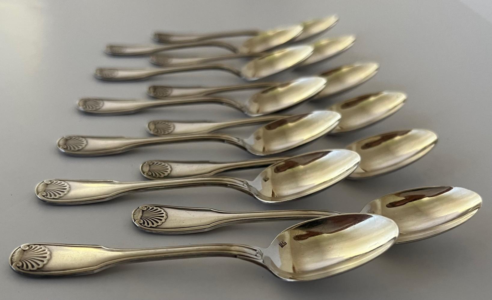 20th Century Christofle Demitasse Spoons in Vendome Pattern in Box- Set of 12 For Sale