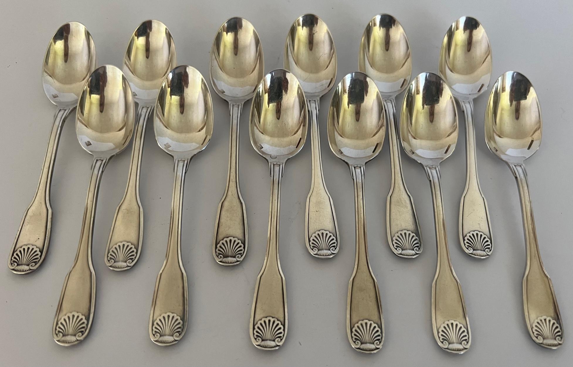 Silver Plate Christofle Demitasse Spoons in Vendome Pattern in Box- Set of 12 For Sale