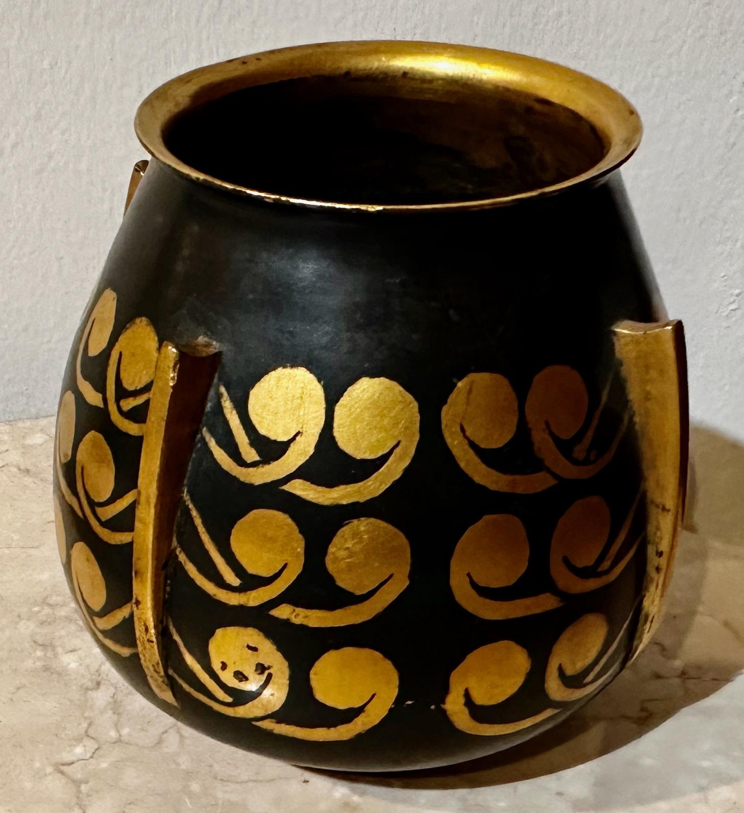 CHRISTOFLE Dinanderie Mixed Metal Vase by Luc Lanel 1920s In Good Condition For Sale In Oakland, CA