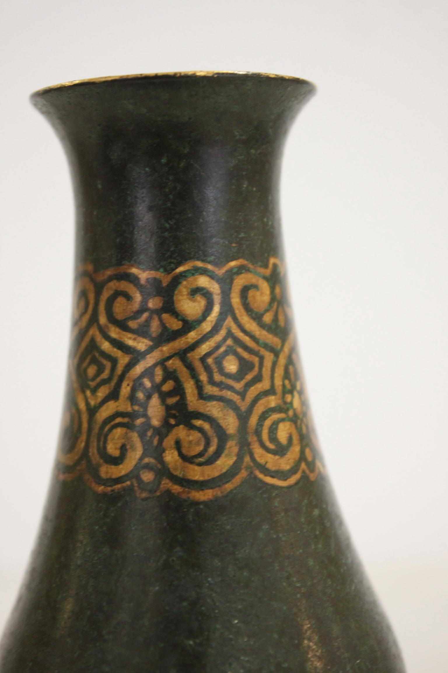 Metal Christofle Dinanderie Vase, 1930 For Sale