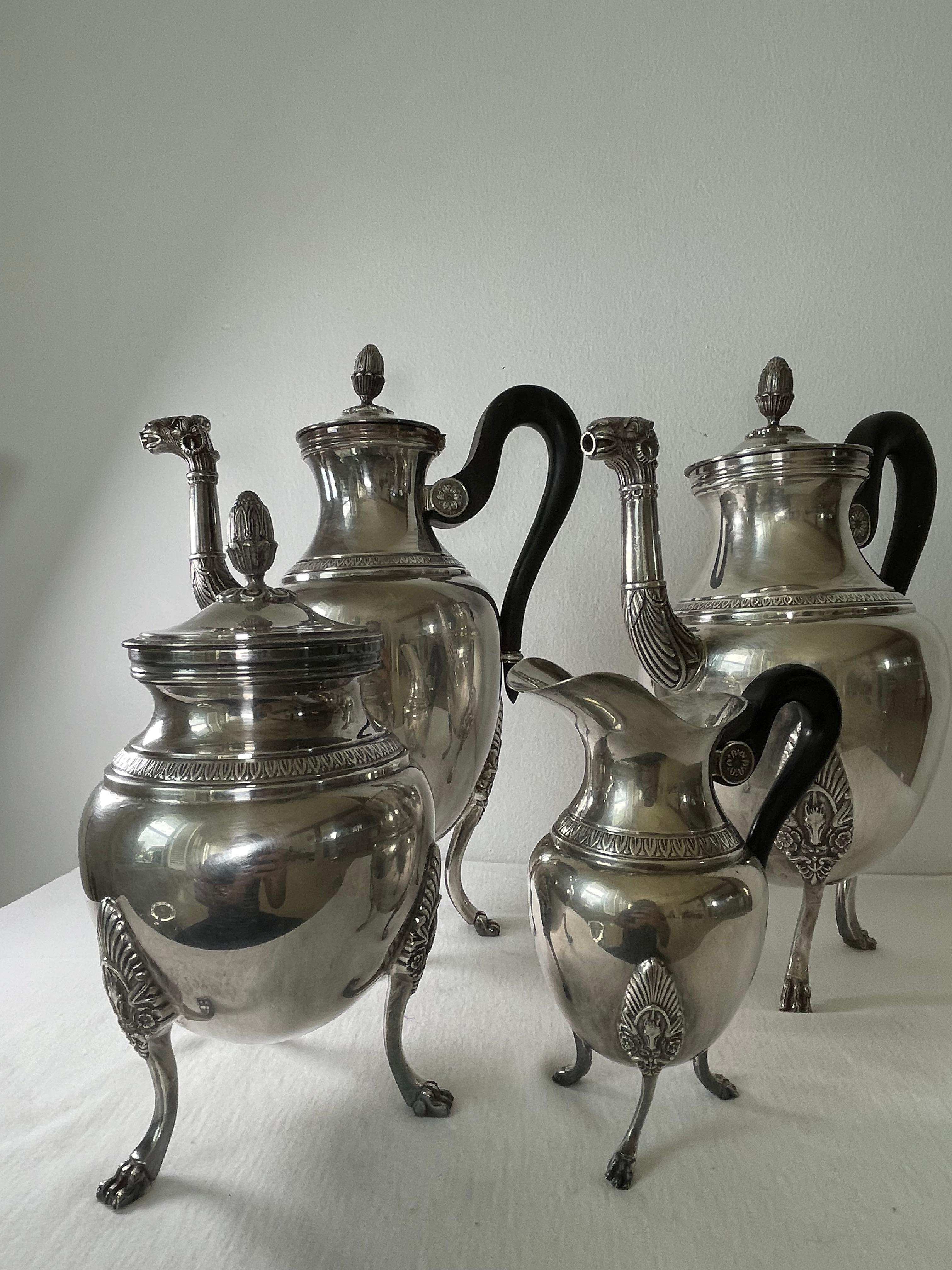 French Christofle Empire Malmaison 1940 Tea Set For Sale