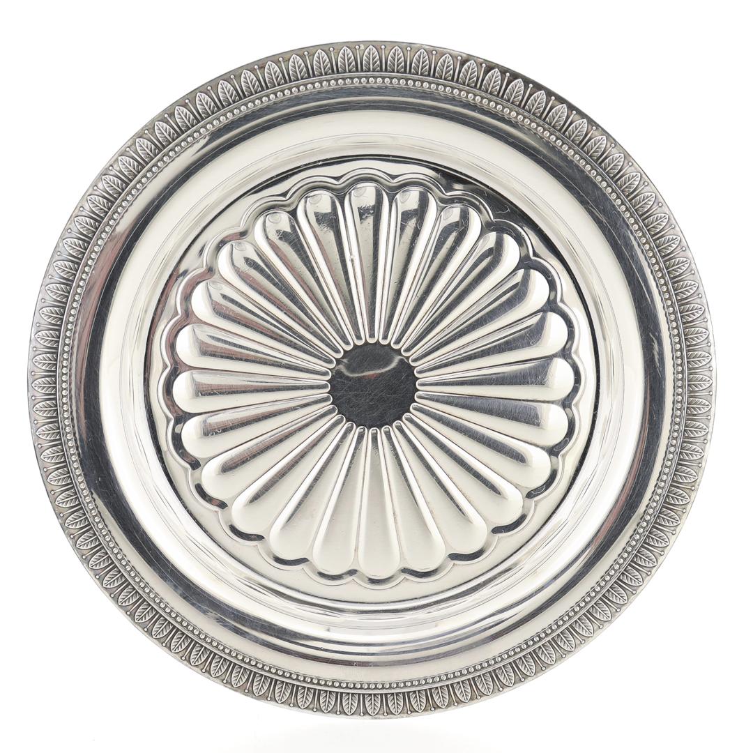 Modern Christofle et Cie Malmaison Pattern Silverplate Wine Coaster For Sale