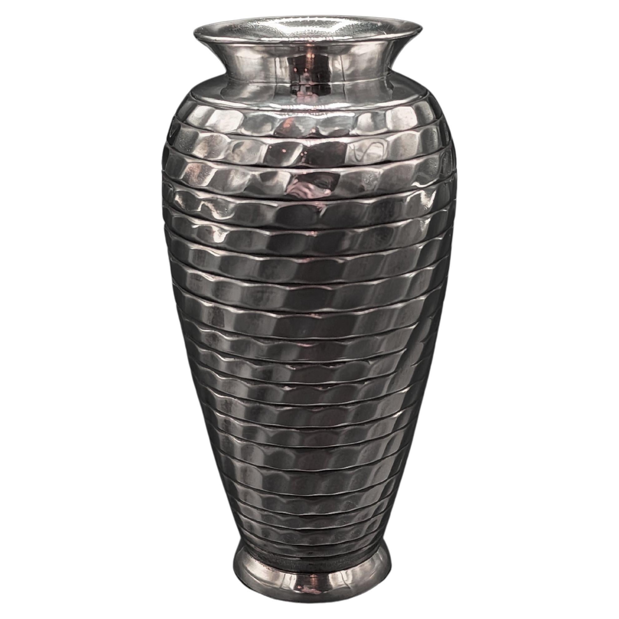 Christofle faceted silver metal vase