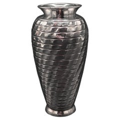 Christofle faceted silver metal vase