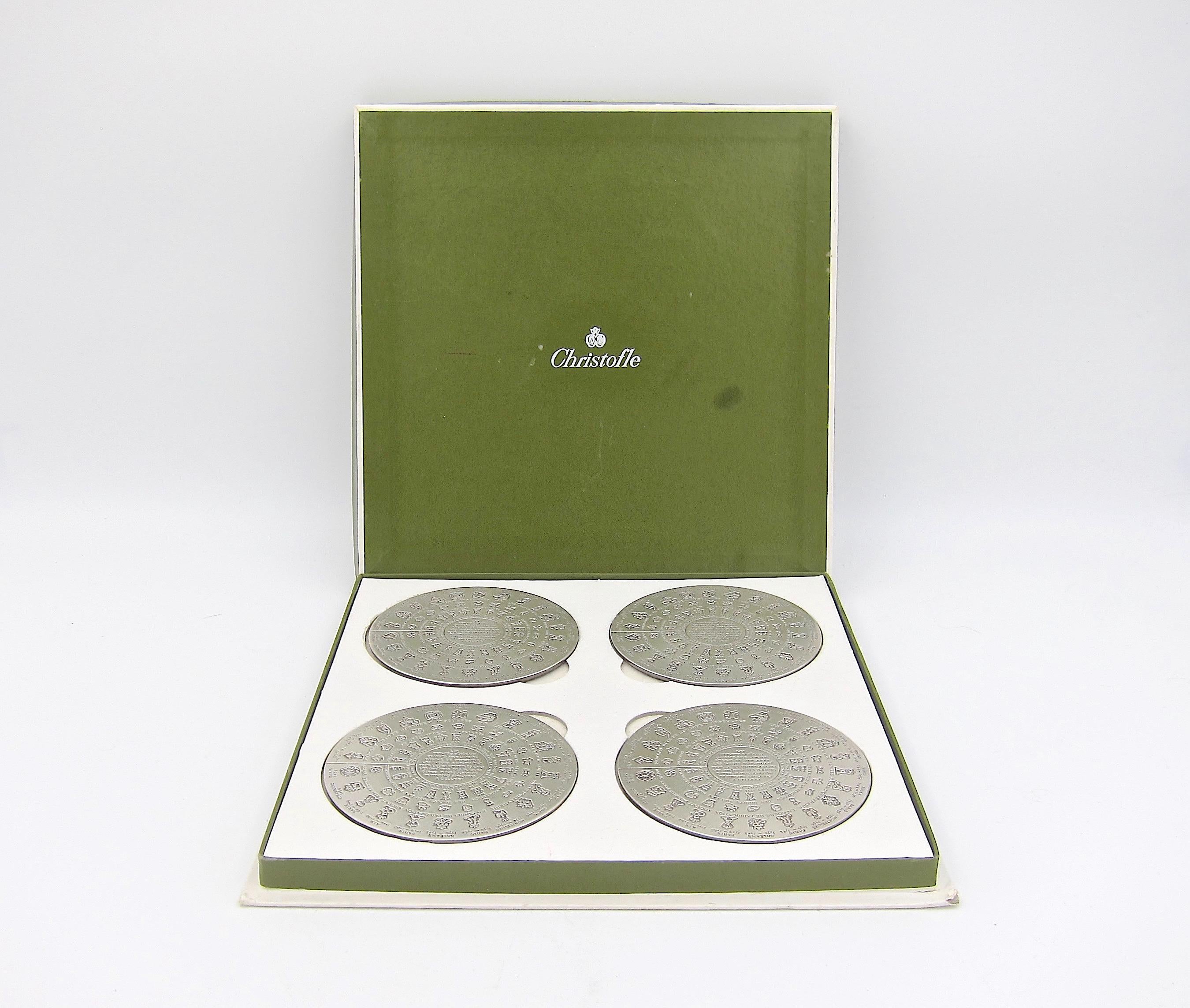 Christofle Fermiers Generaux Set of Four Vintage Coasters with Original Box 4