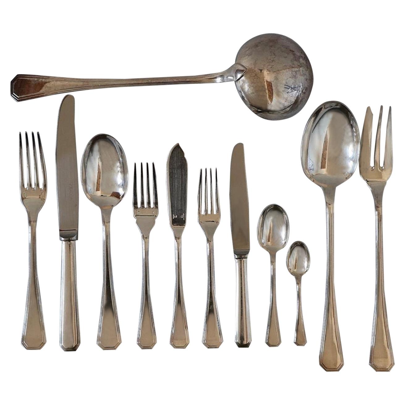 Christofle Flatware "America" Silver Plated Pieces, 110 Pieces