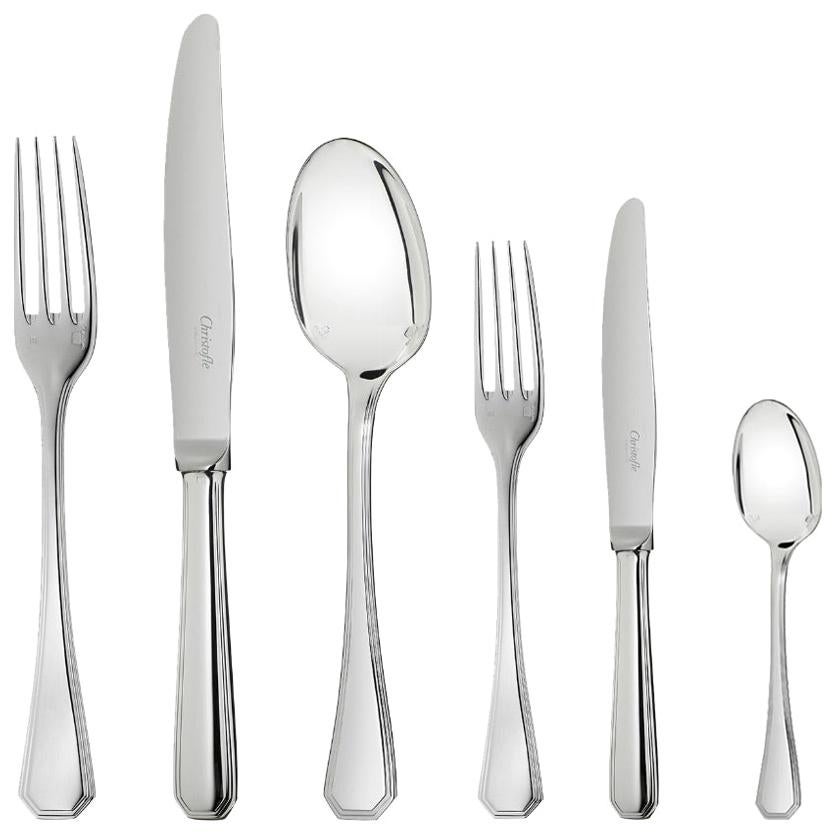Christofle Flatware "America" Silver Plated Pieces, 134 Pieces For Sale