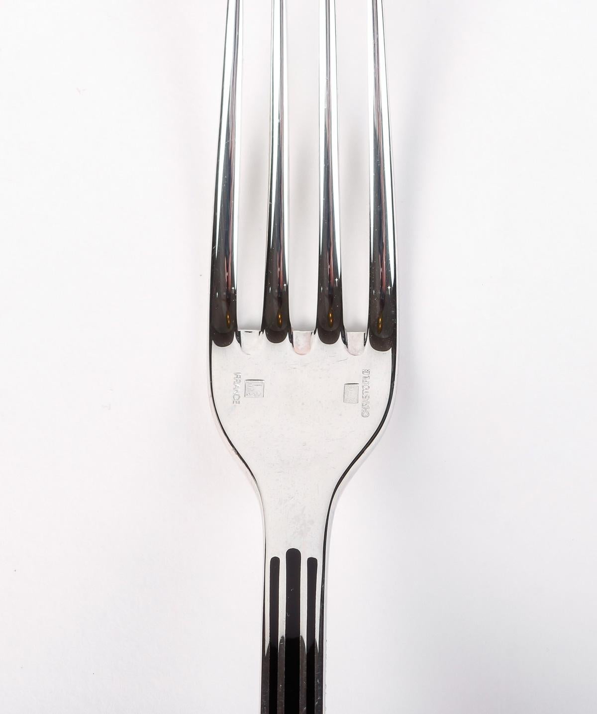 Christofle - Flatware Cutlery Set Talisman Plated Silver & Black Lacquer 192 Pcs 4