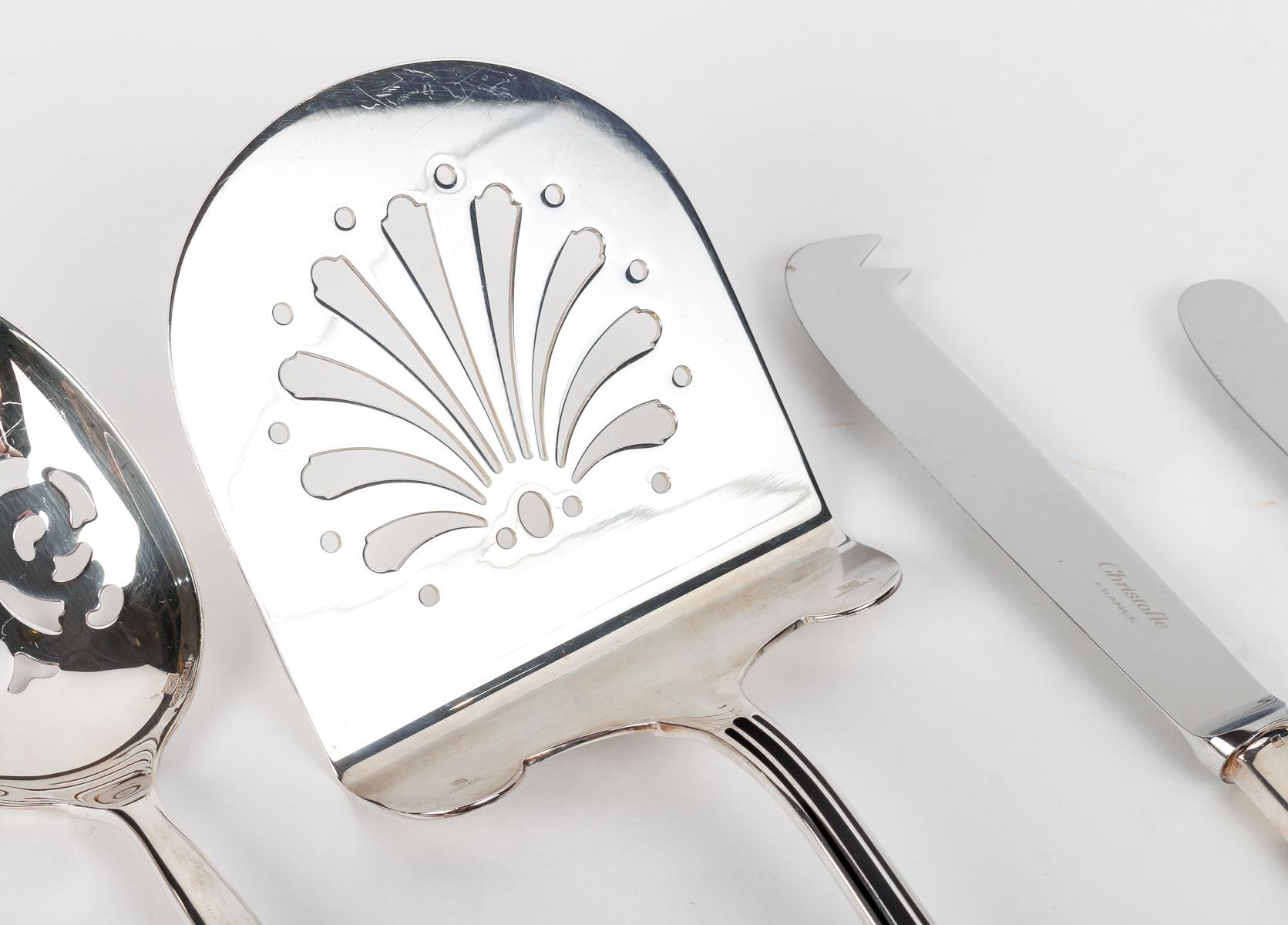 Christofle - Flatware Cutlery Set Talisman Plated Silver & Black Lacquer 192 Pcs 13