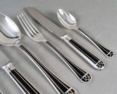 Christofle – Besteckset „Talisman“, versilbert und schwarz lackiert, 39-teilig