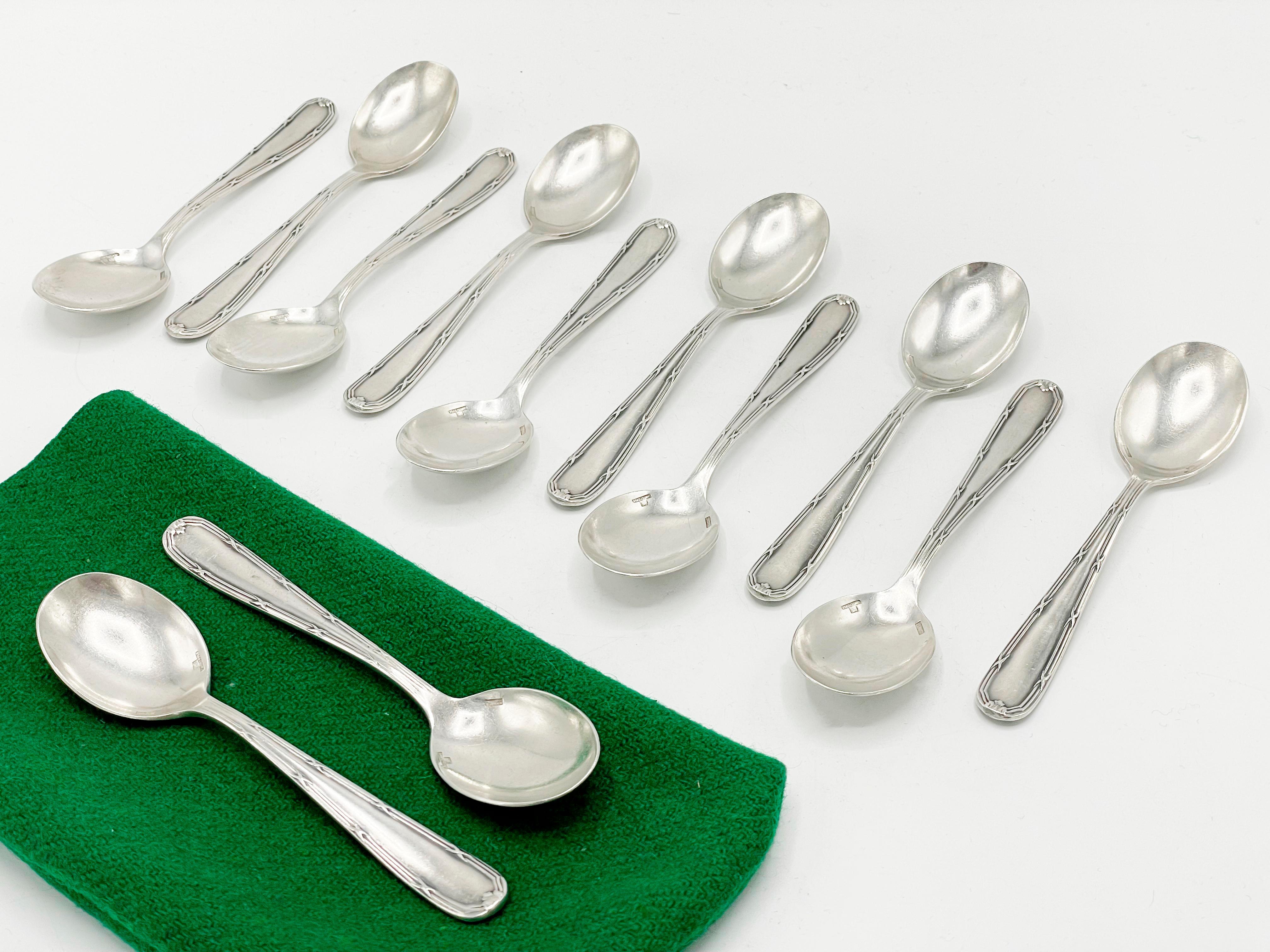 Christofle Flatware, Rubans Style, Service Set 143 pieces in Silverplated For Sale 4