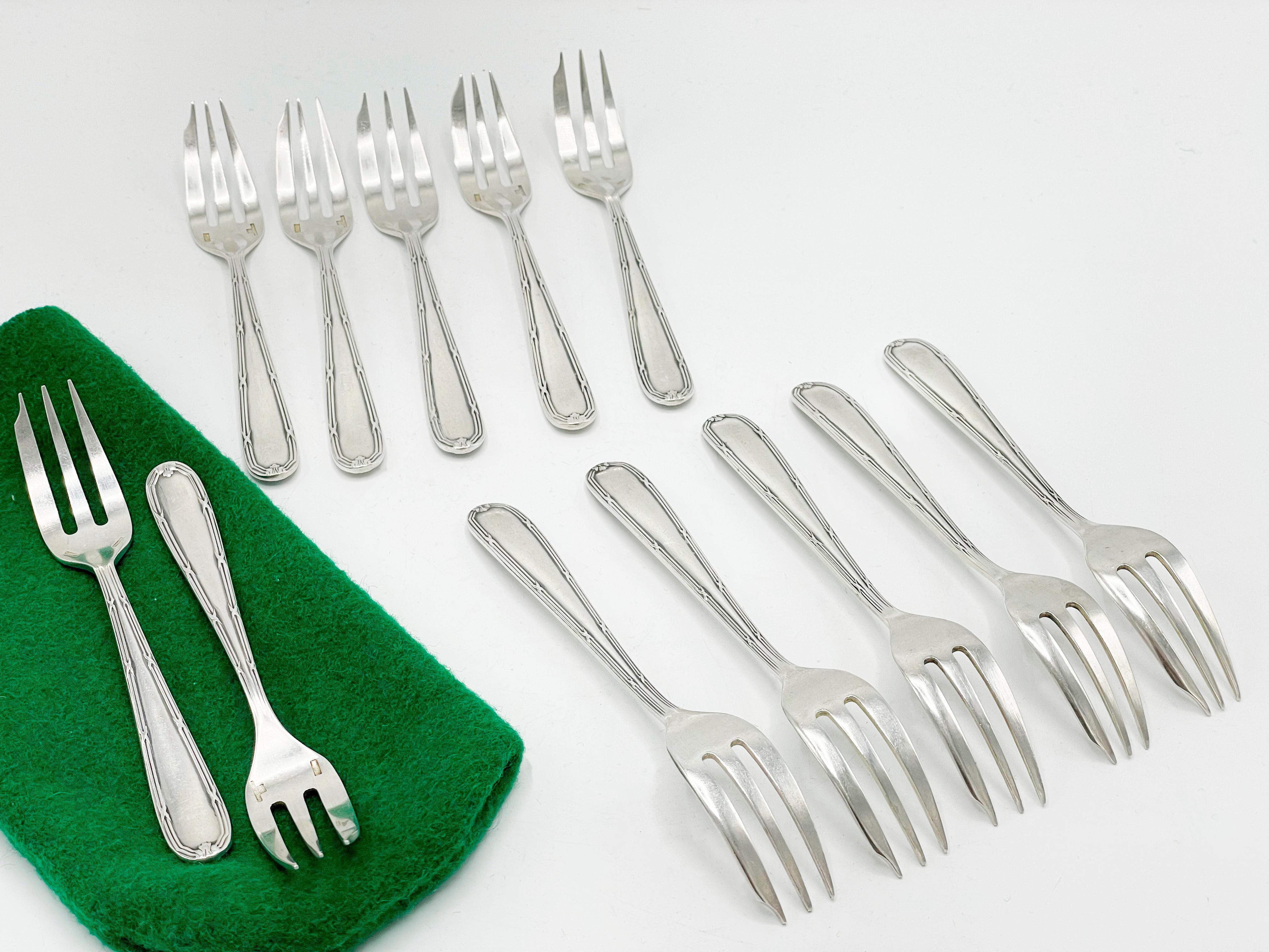 Christofle Flatware, Rubans Style, Service Set 143 pieces in Silverplated For Sale 6