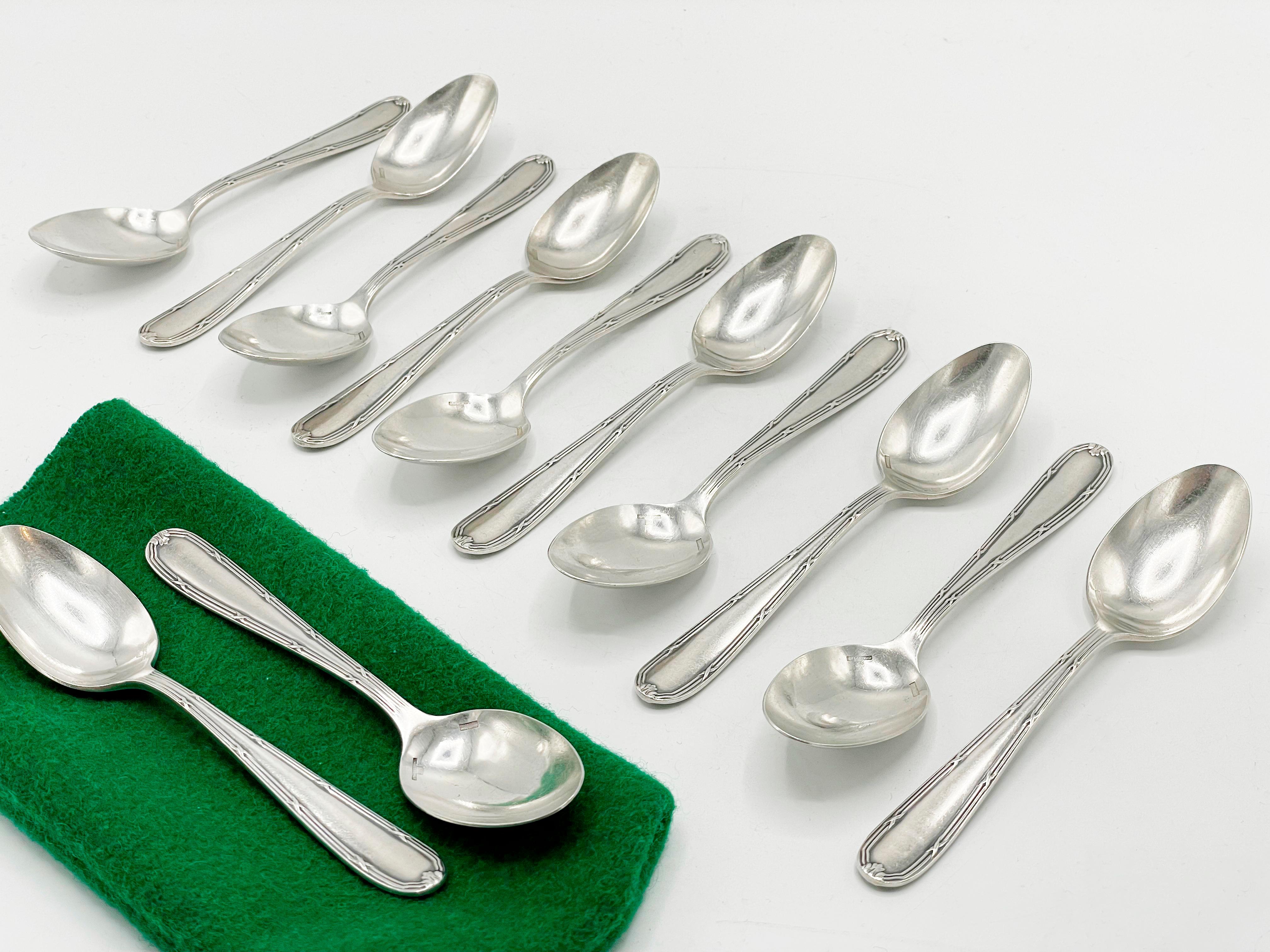 Christofle Flatware, Rubans Style, Service Set 143 pieces in Silverplated For Sale 9