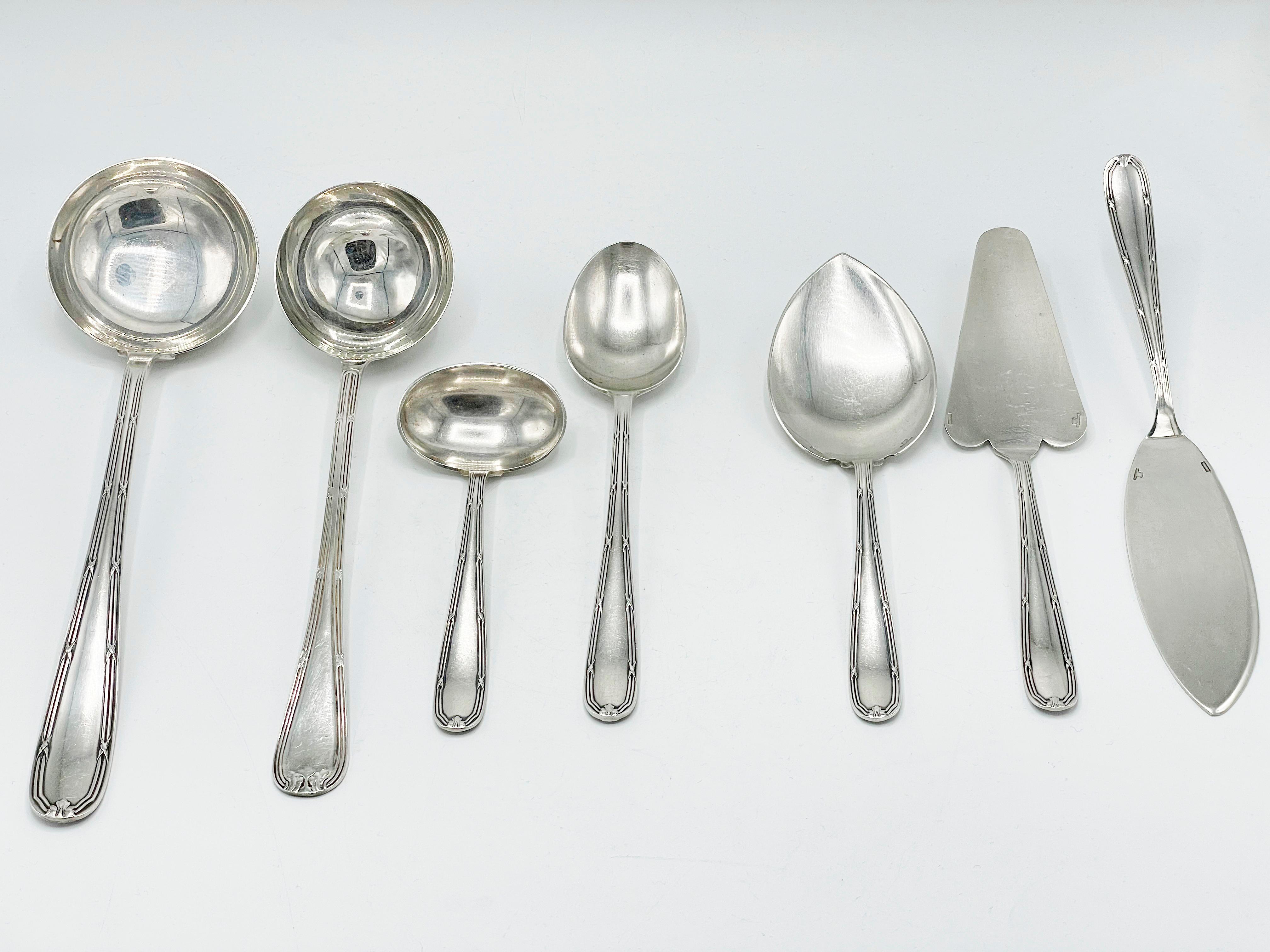 Christofle Flatware, Rubans Style, Service Set 143 pieces in Silverplated For Sale 11